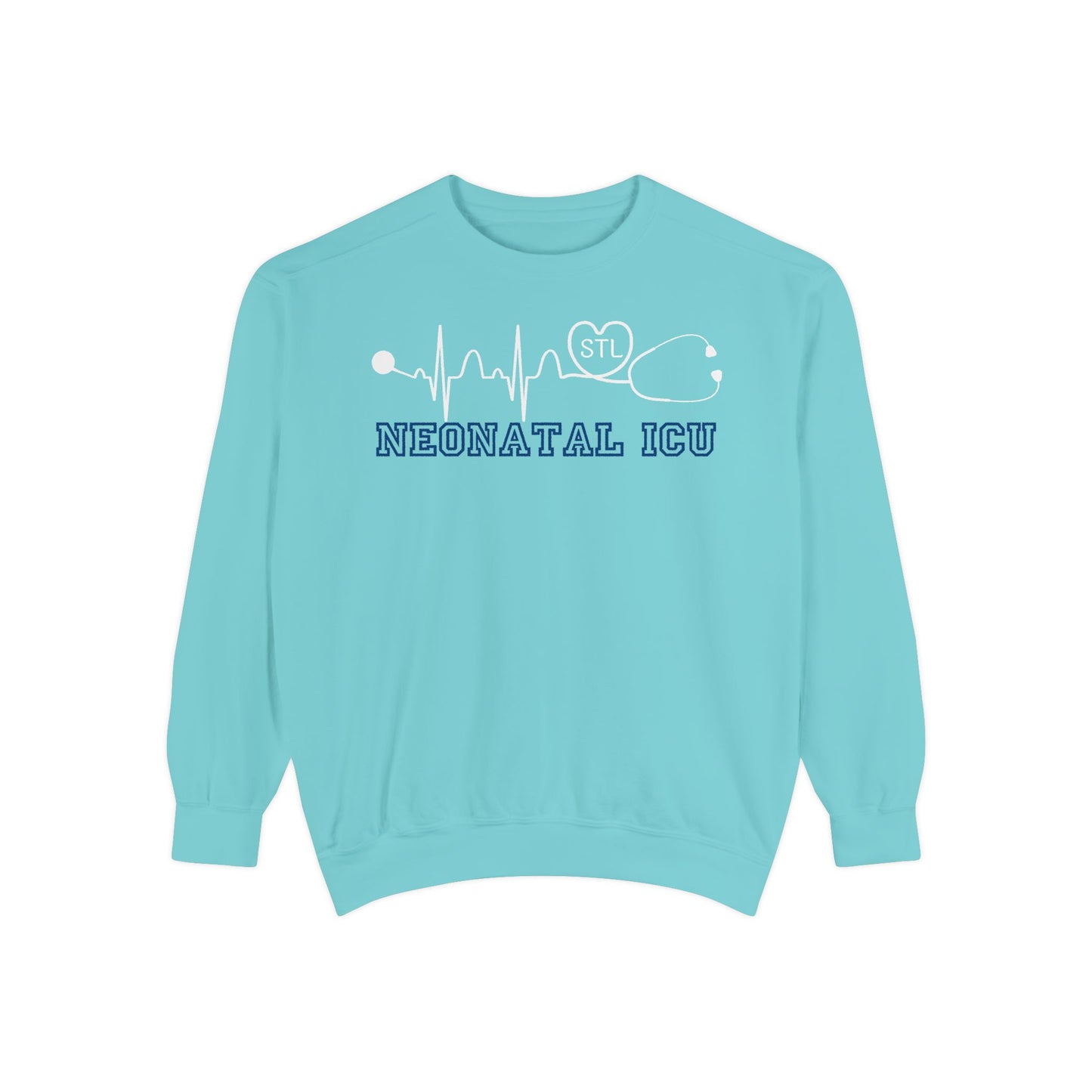 NICU STL EKG Comfort colors sweatshirt, cozy simple varsity letters EKG STL Heart Sweatshirt