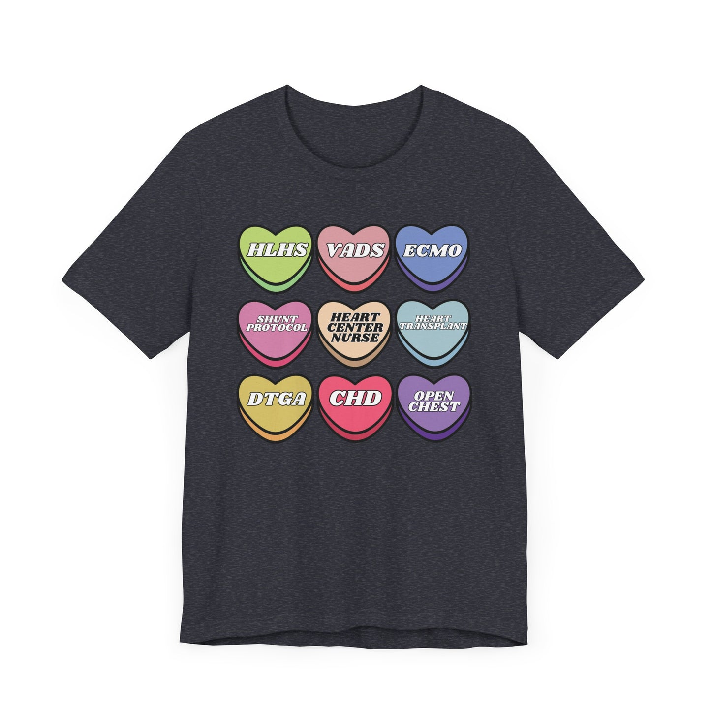 Heart Center Nurse Valentine’s Day comfy Bella Canvas T shirt , Cute Candy Heart Sayings, match your coworkers this Valentine’s Day