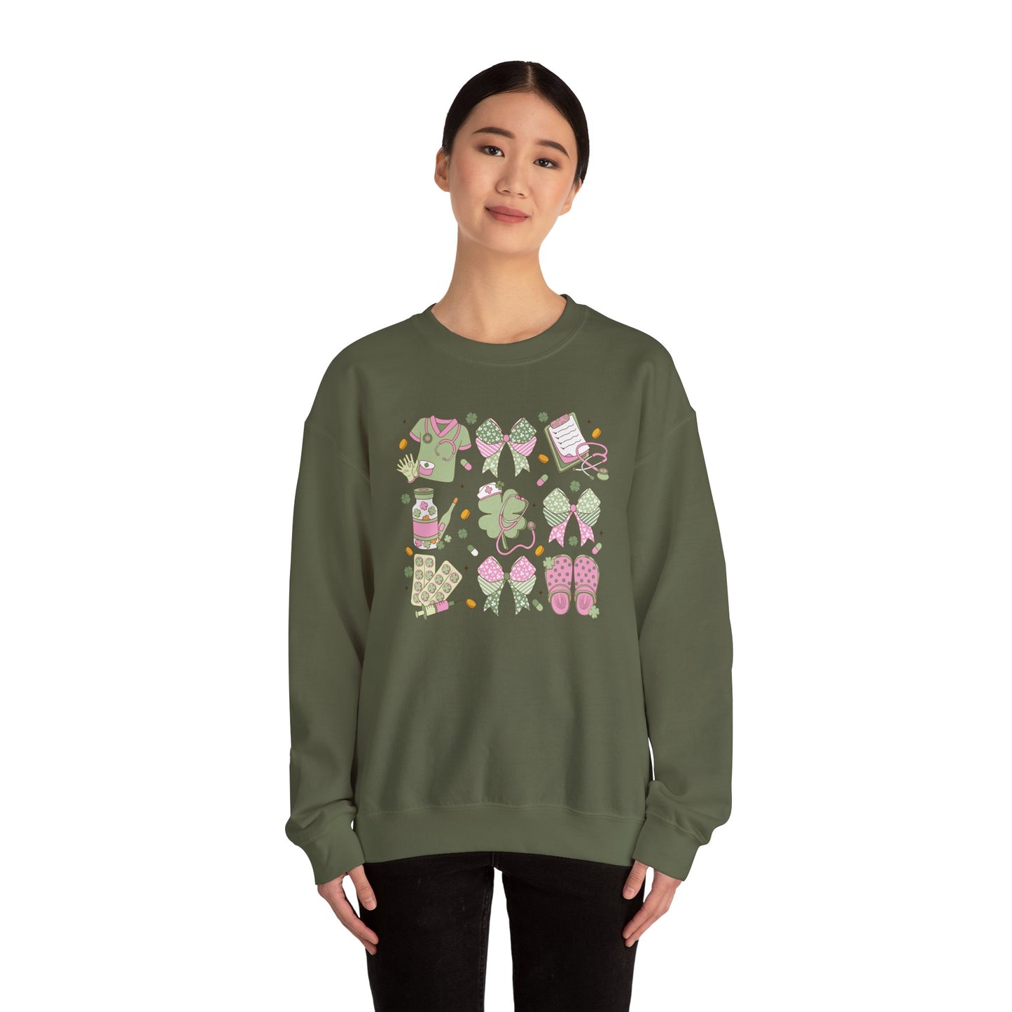 Adorable Nurse St. Patricks Day Sweatshirt,  RN sweatershirt, ER Nurse, NICU Nurse, PICU nurse, clover, lucky nurse sweatshirt.