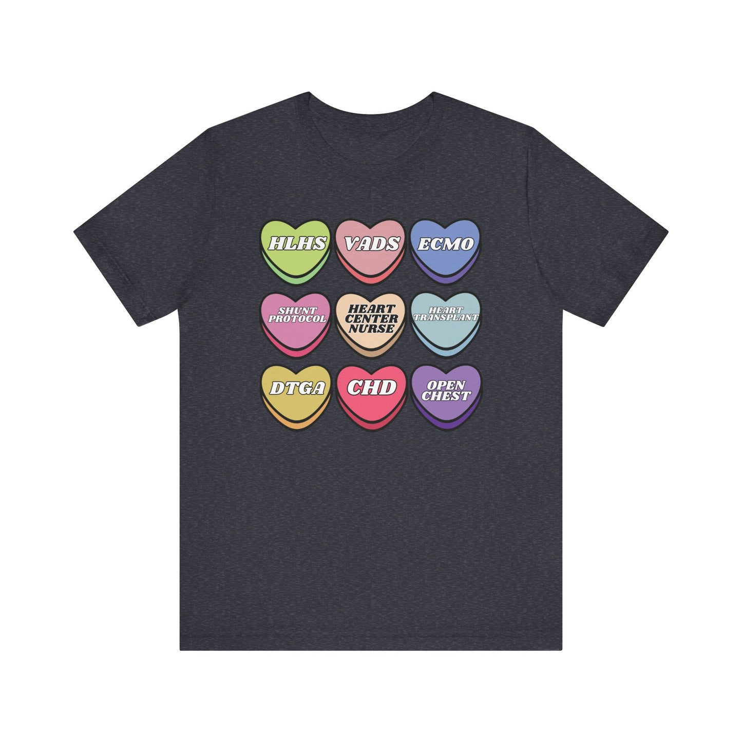 Heart Center Nurse Valentine’s Day comfy Bella Canvas T shirt , Cute Candy Heart Sayings, match your coworkers this Valentine’s Day