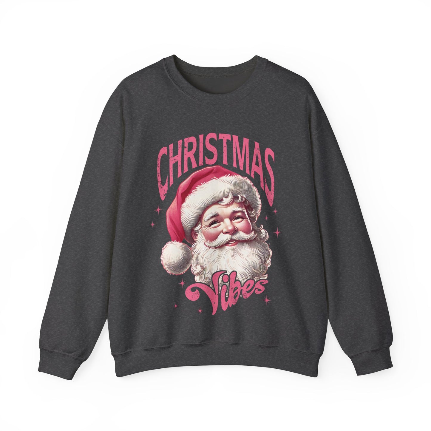 Pink Santa Christmas Vibes Sweatshirt, comfy cozy gildan sweatshirt