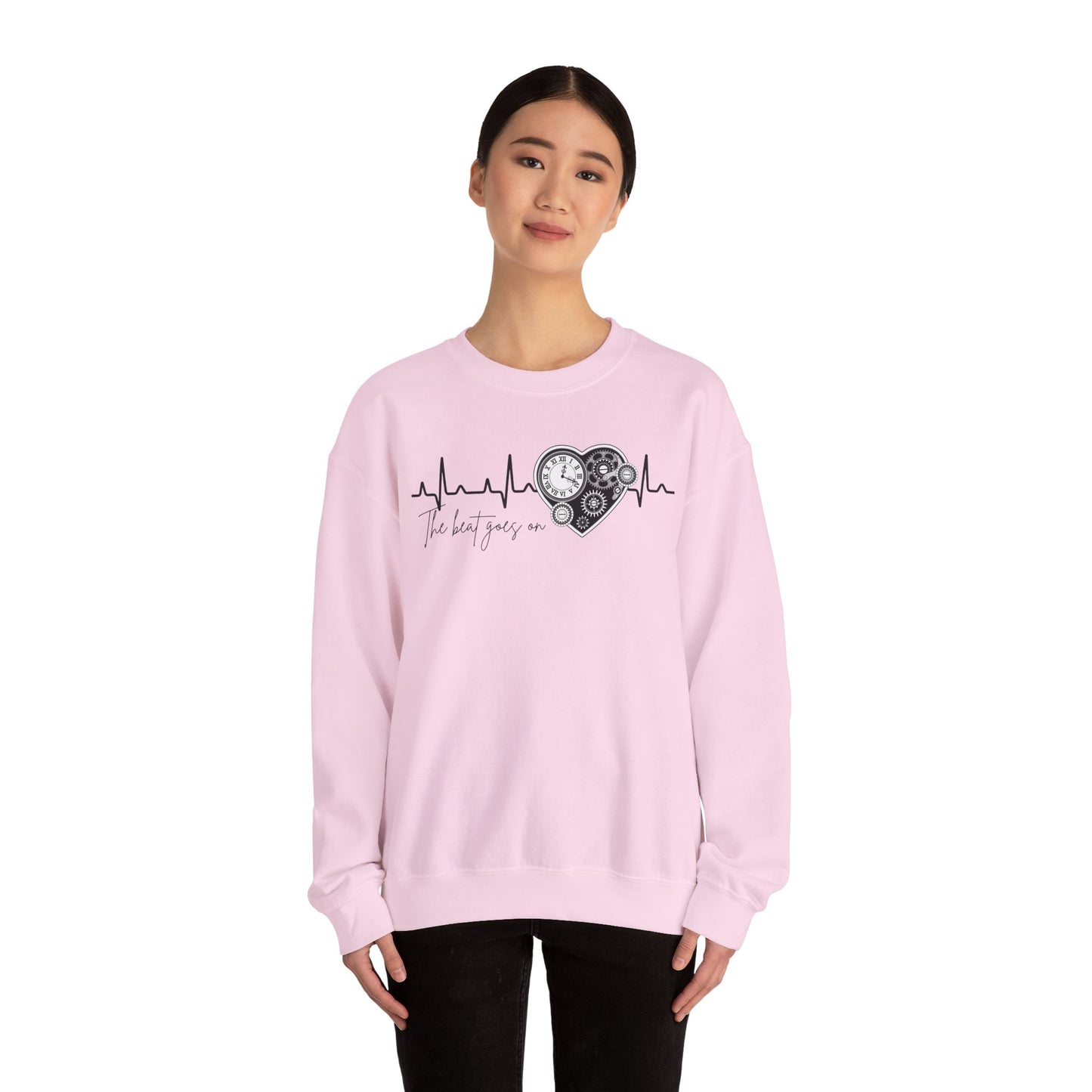 The beat goes on cardiology sweatshirt, cute and cozy mechanical heart gildan sweatshirt