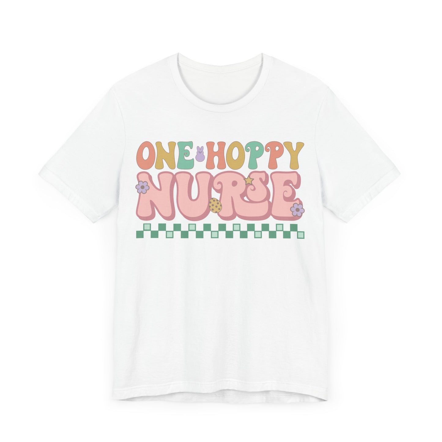 One Hoppy Nurse Easter Women Shirt, Retro Chick, Nurse shirt, teacher shirt, Easter nurse, punny shirt, funny woman shirt.
