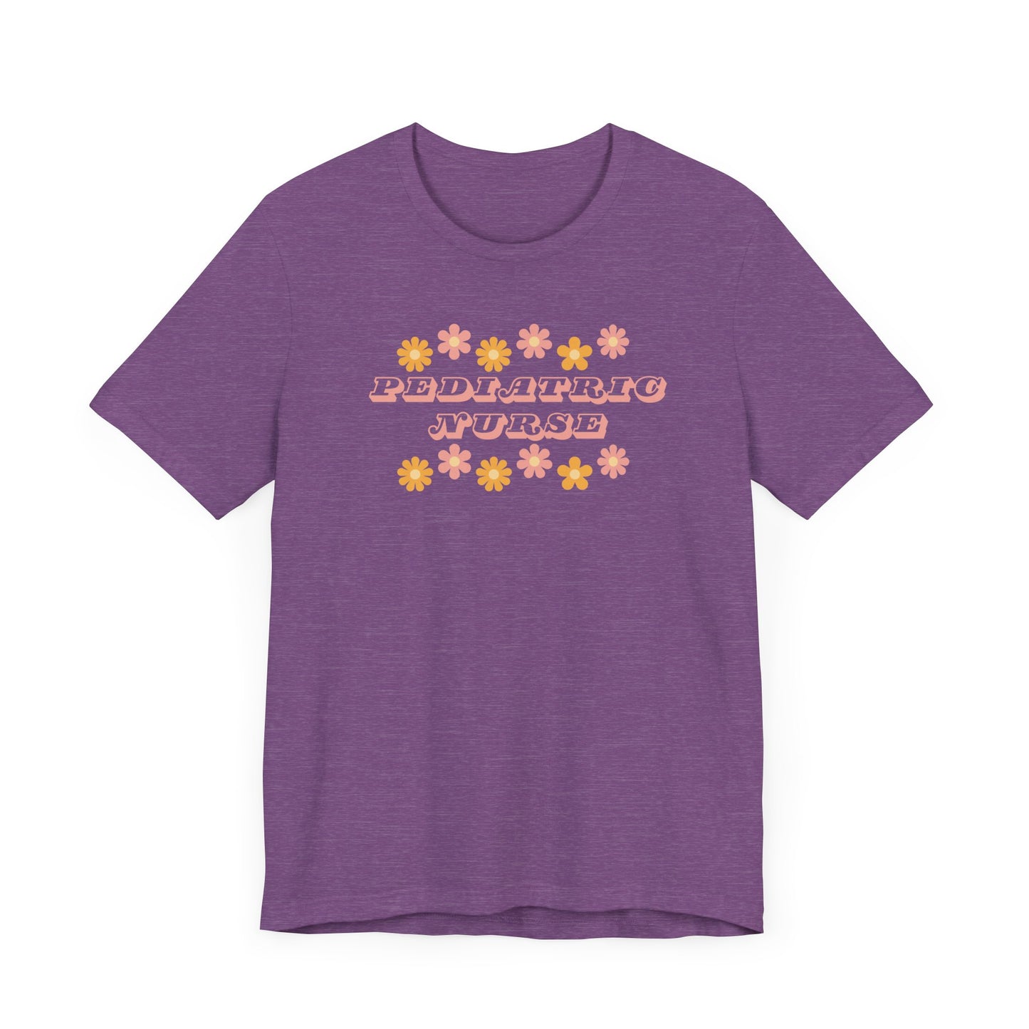 Retro flower power pediatric nurse Bella canvas tshirt, cute spring summer nurse shirt