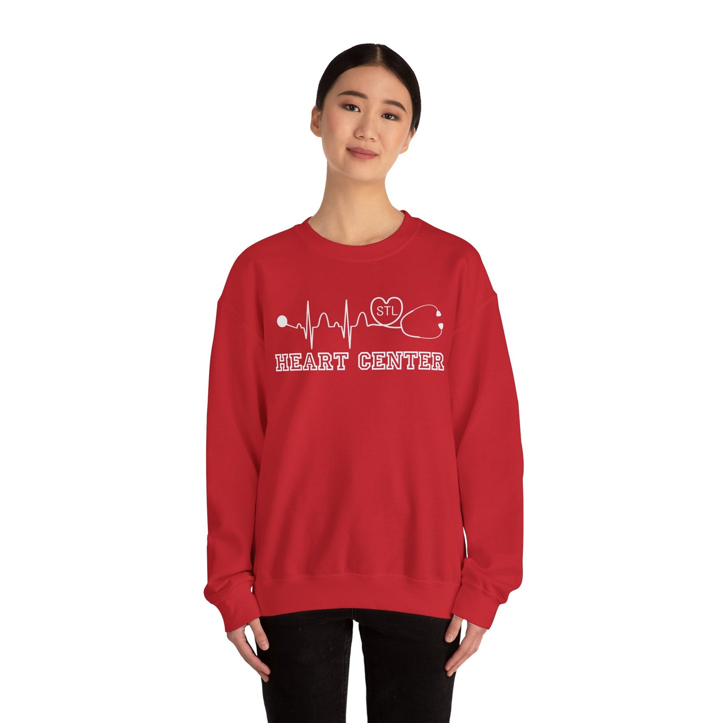 STL Heart Center EKG Gildan Sweatshirt, perfect to show you red and support heart disease!