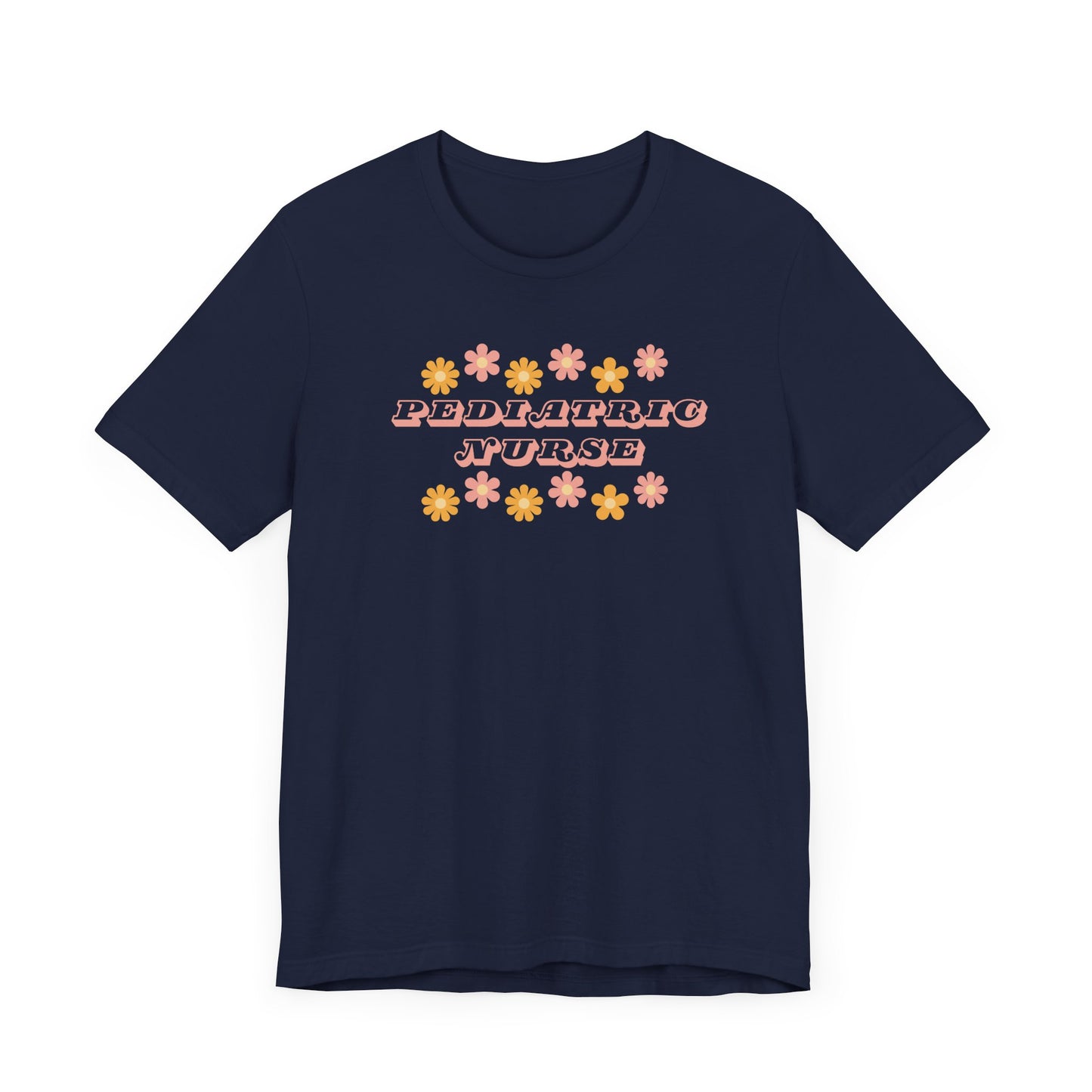 Retro flower power pediatric nurse Bella canvas tshirt, cute spring summer nurse shirt