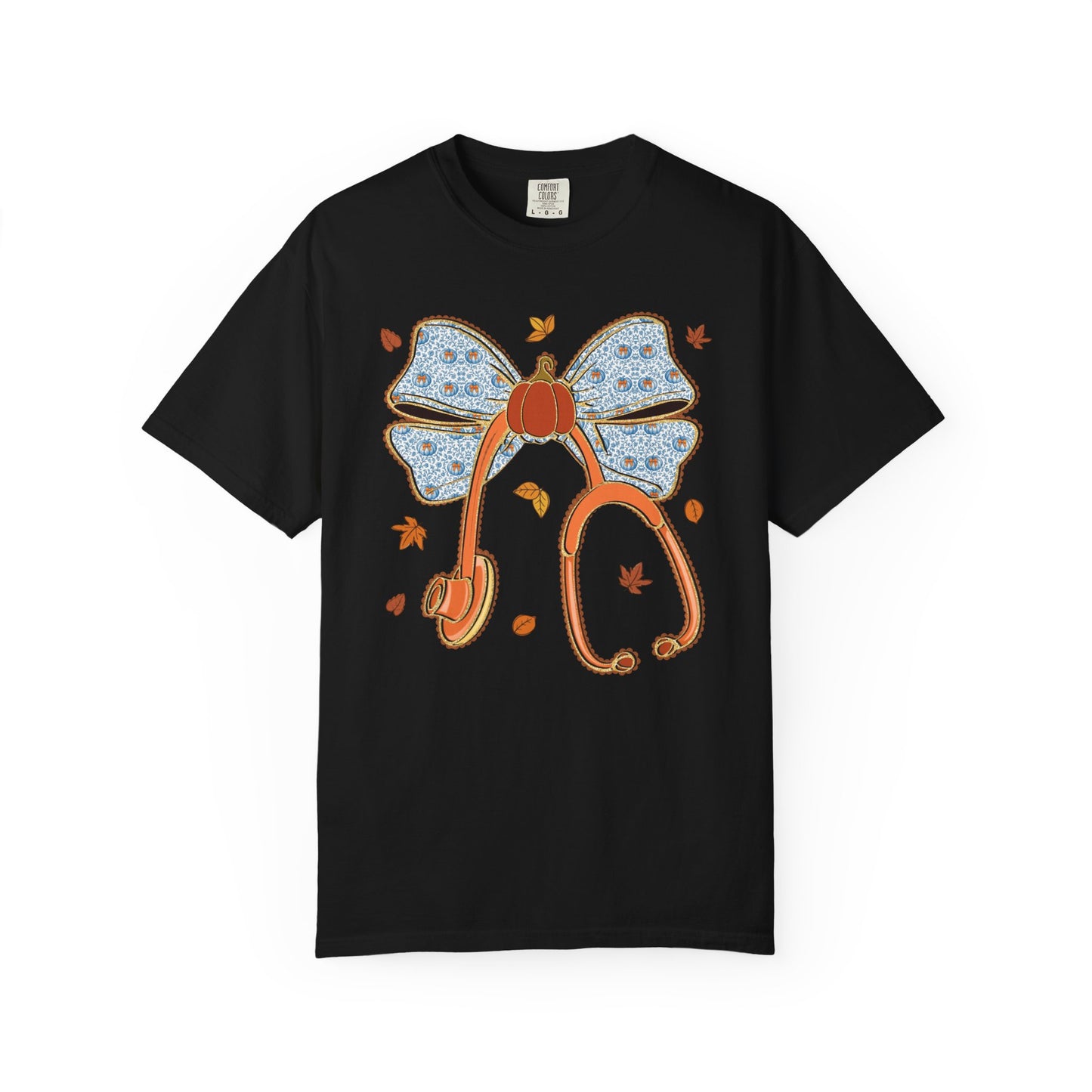 Stethoscope Bow PedsNurse Stethoscope heart, fall shirt, gift for nurse,cute holiday shirt, comfort colors, thanksgiving shirt