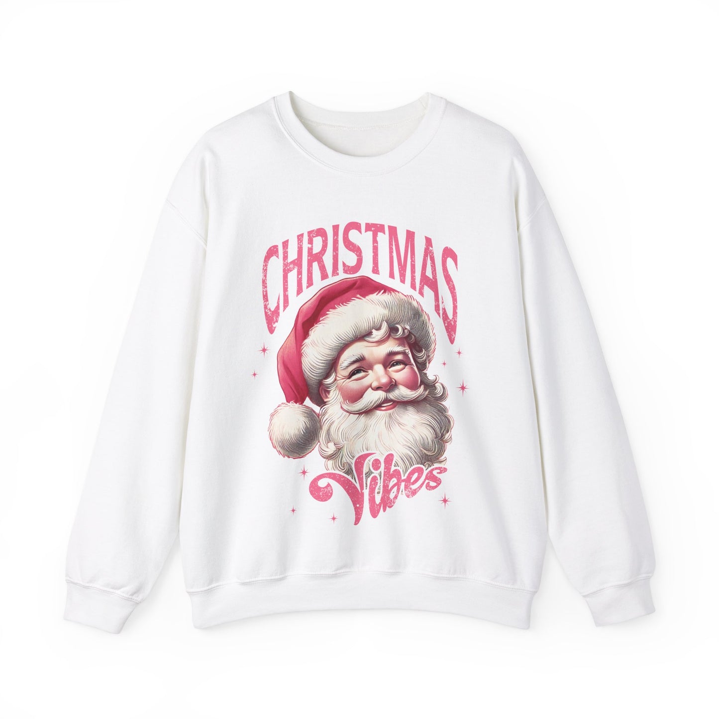 Pink Santa Christmas Vibes Sweatshirt, comfy cozy gildan sweatshirt