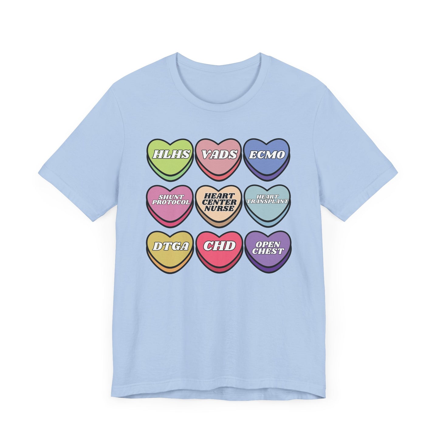 Heart Center Nurse Valentine’s Day comfy Bella Canvas T shirt , Cute Candy Heart Sayings, match your coworkers this Valentine’s Day