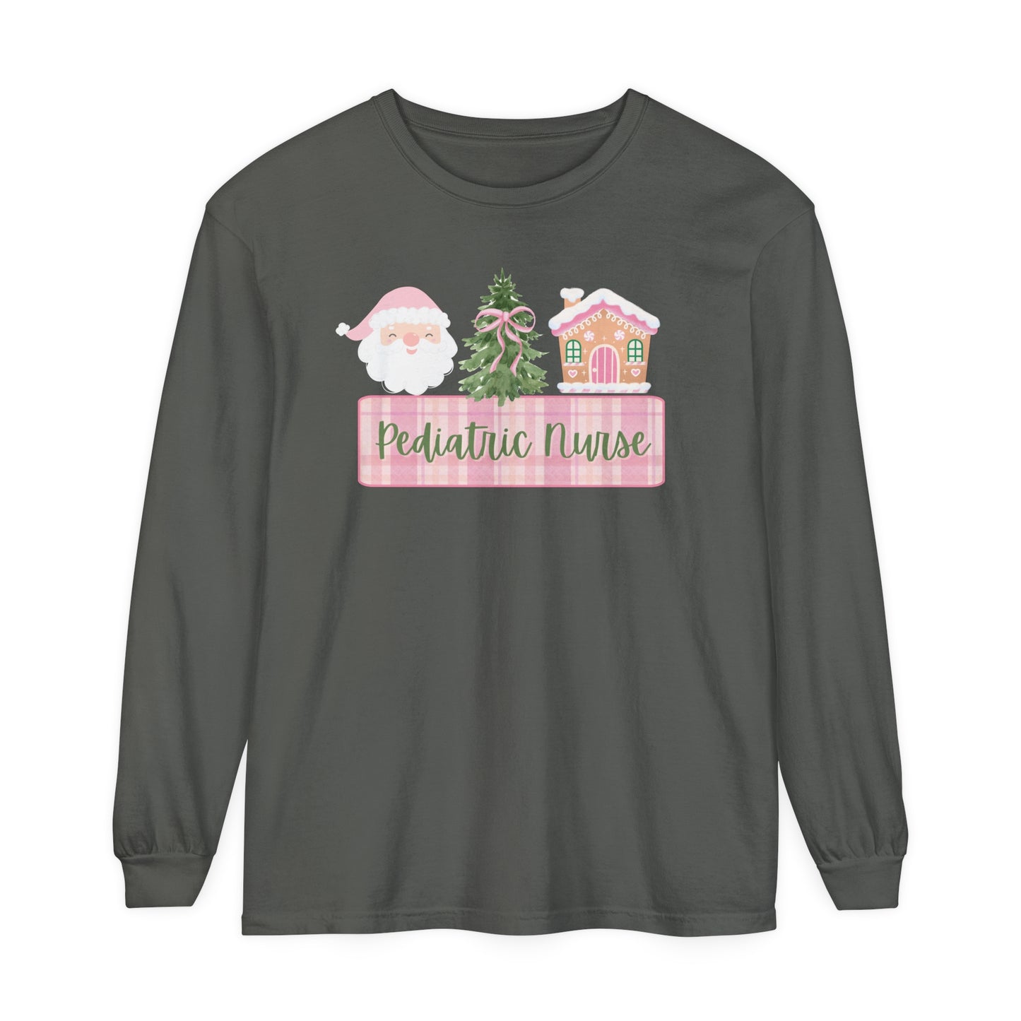 Pediatric Nurse Christmas Shirt, Comfort Colors Long Sleeve, Pink Christmas Pediatric Nurse, gift for any Peds nurse this Holiday Season!