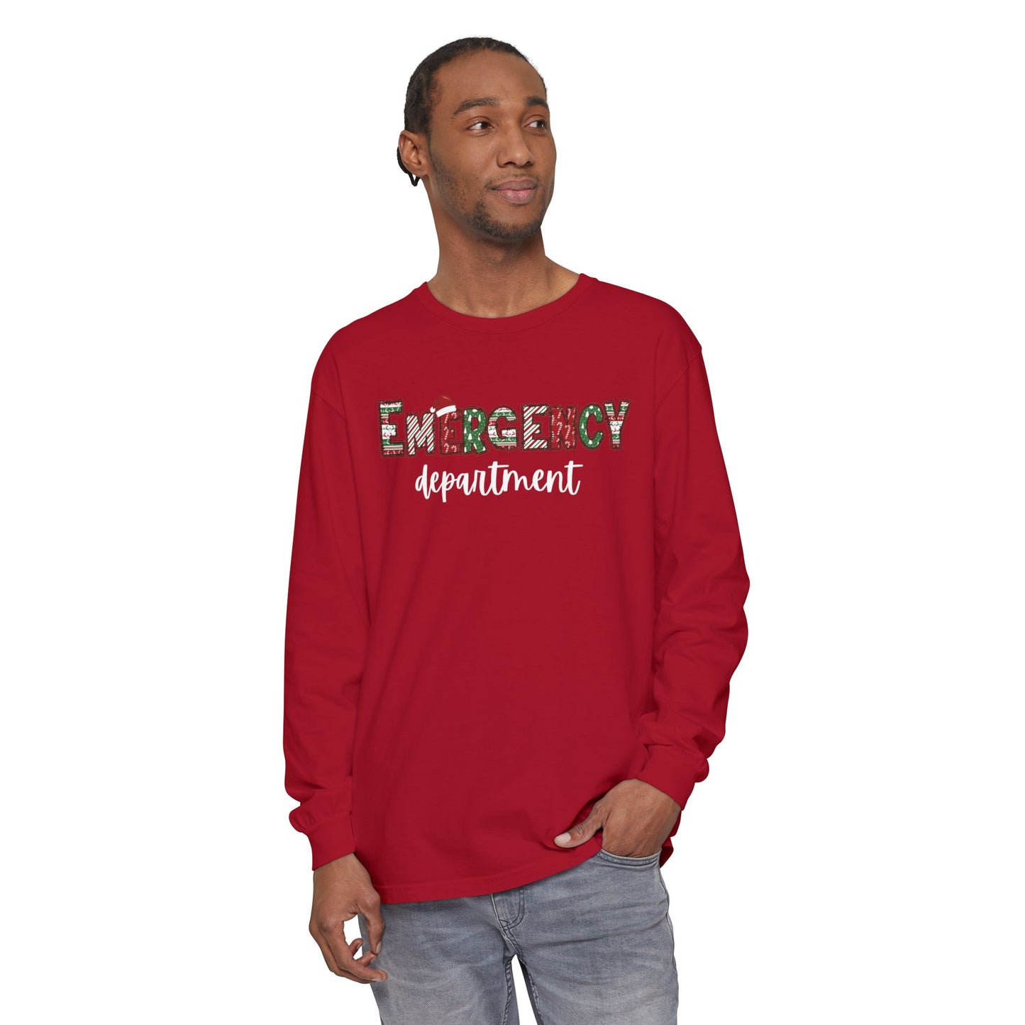 Comfort colors Christmas emergency department long sleeve, get festive with your coworkers !