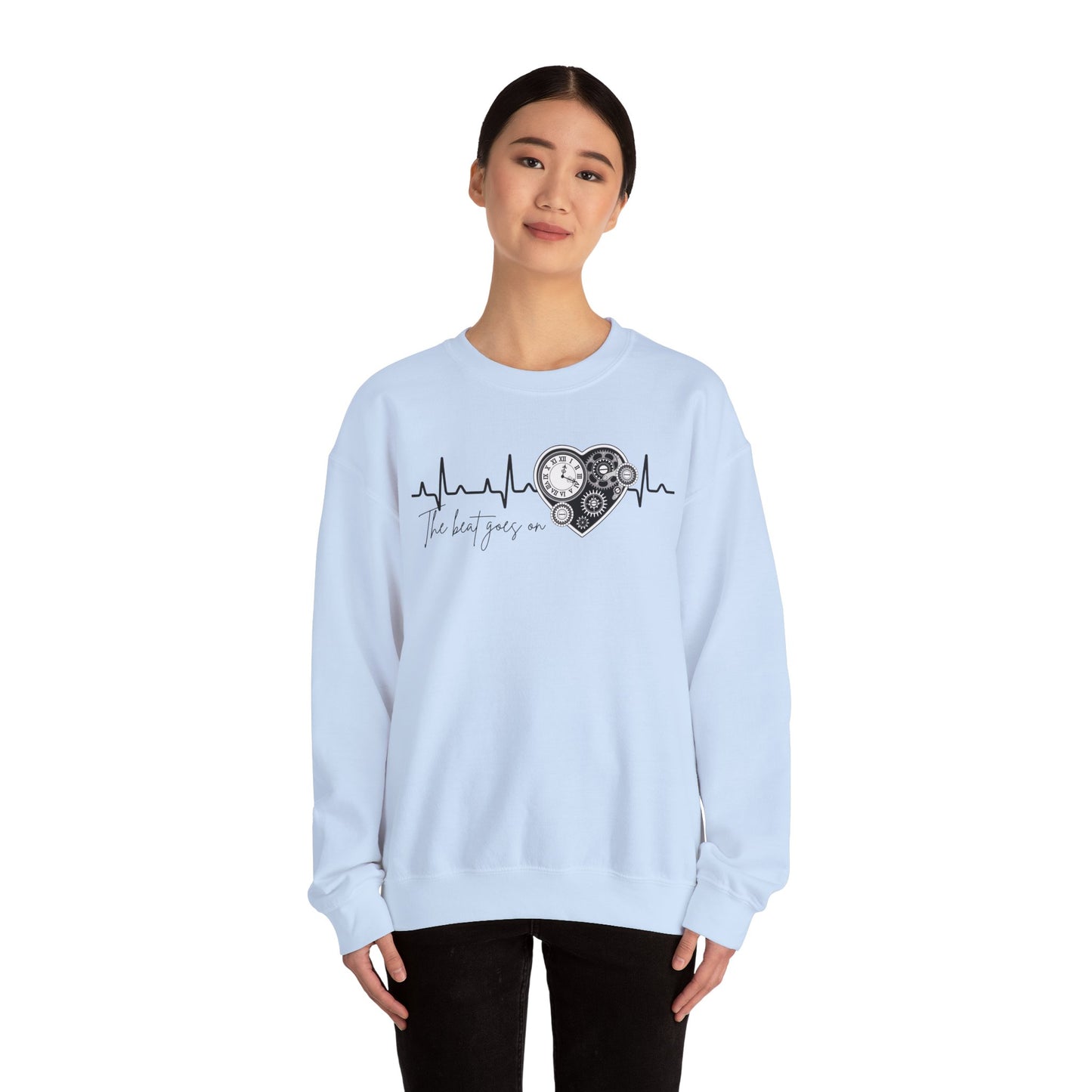 The beat goes on cardiology sweatshirt, cute and cozy mechanical heart gildan sweatshirt