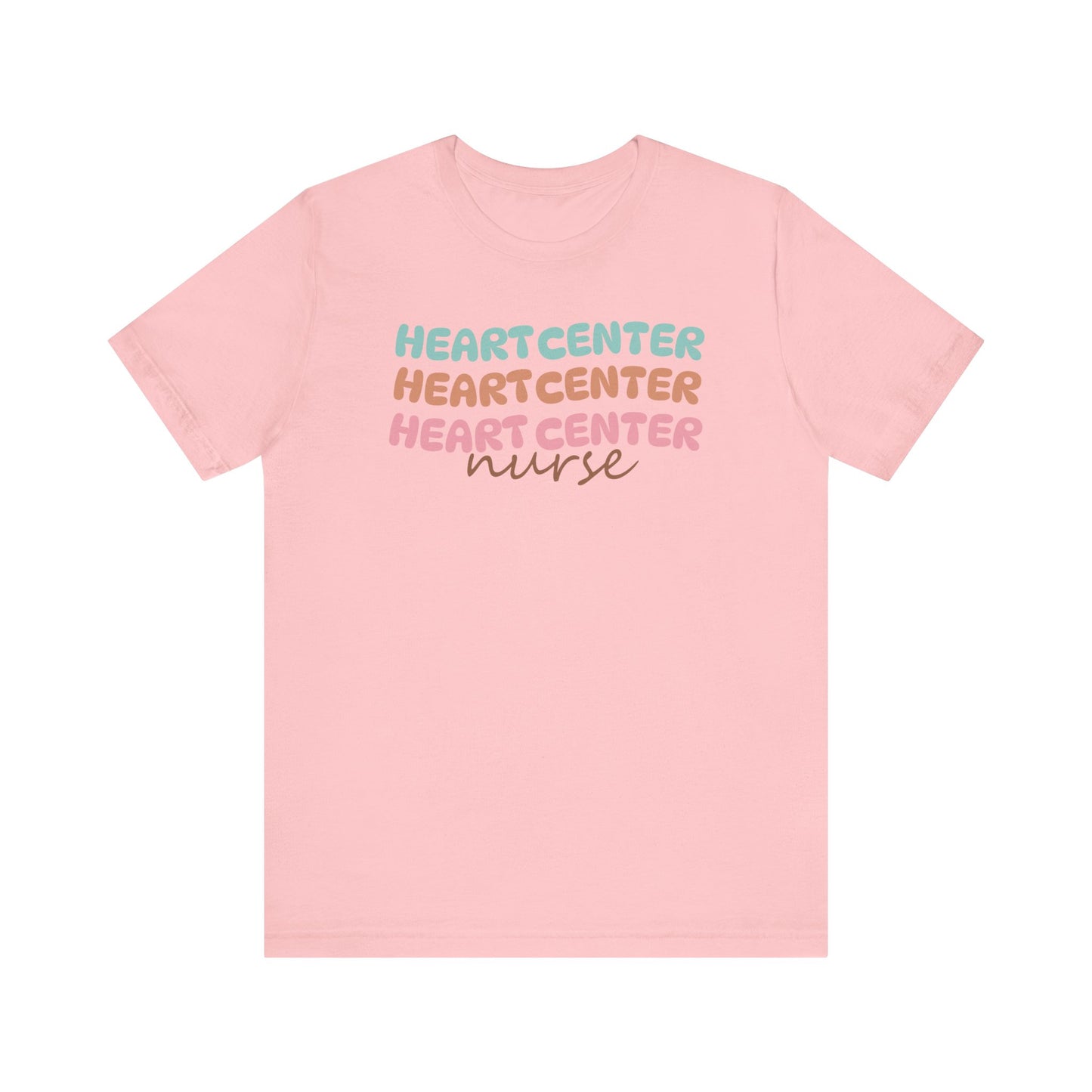 Rainbow Heart Center Bella Canvas Tshirt, multicolor tshirt perfect for work or out.
