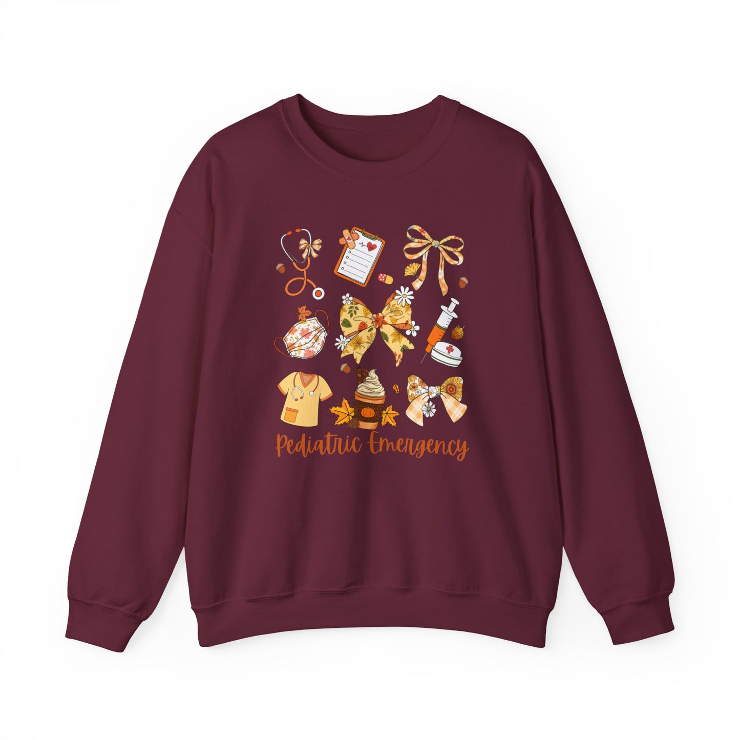 Cute Fall Pediatric Emergency Sweatshirt for all Fall Months, Nurse shirt, gift for nurse, coquette bow, everything fall