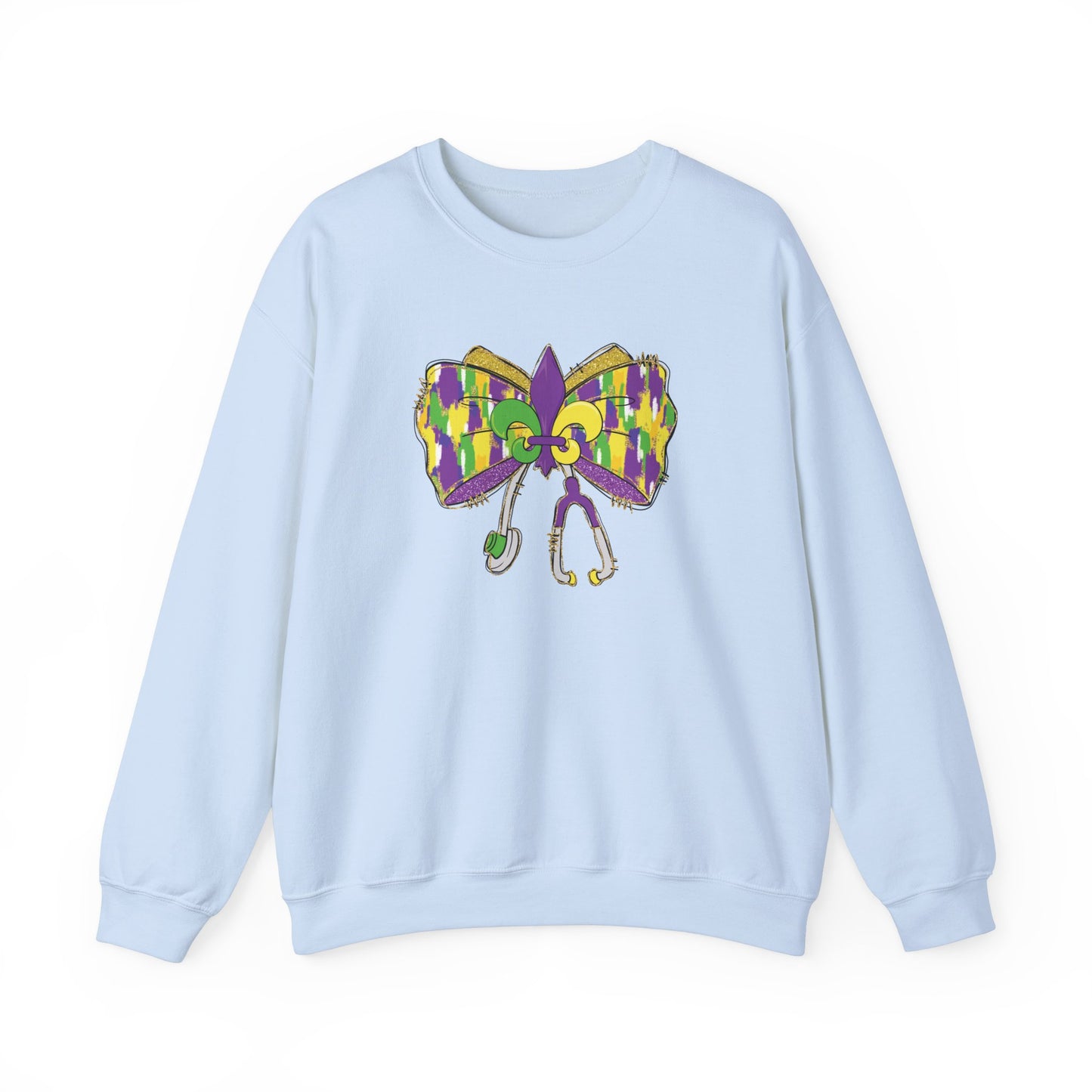 Mardi Gras  colorful bow Nurse Gildan Sweatshirt