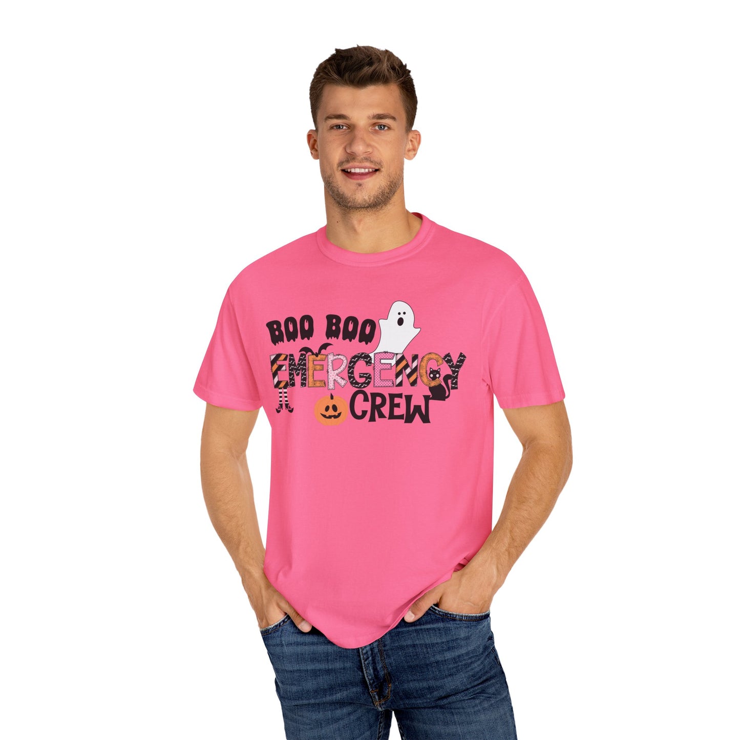 Boo boo crew nurse shirt, emergency nurse, RN Halloween shirt , comfort colors pink and orange ghost shirt, boo,  ER RN, medical shirt