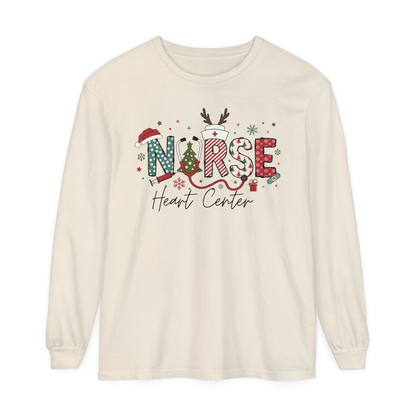 Heart center  Christmas sweatshirt, Festive shirt,Nurse Christmas Long Sleeve, comfort colors, perfect for groups!