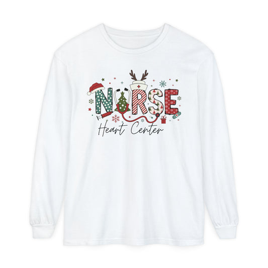 Heart center  Christmas sweatshirt, Festive shirt,Nurse Christmas Long Sleeve, comfort colors, perfect for groups!