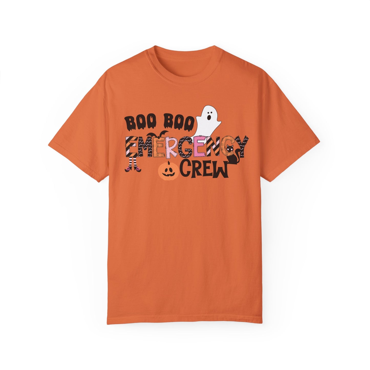 Boo boo crew nurse shirt, emergency nurse, RN Halloween shirt , comfort colors pink and orange ghost shirt, boo,  ER RN, medical shirt