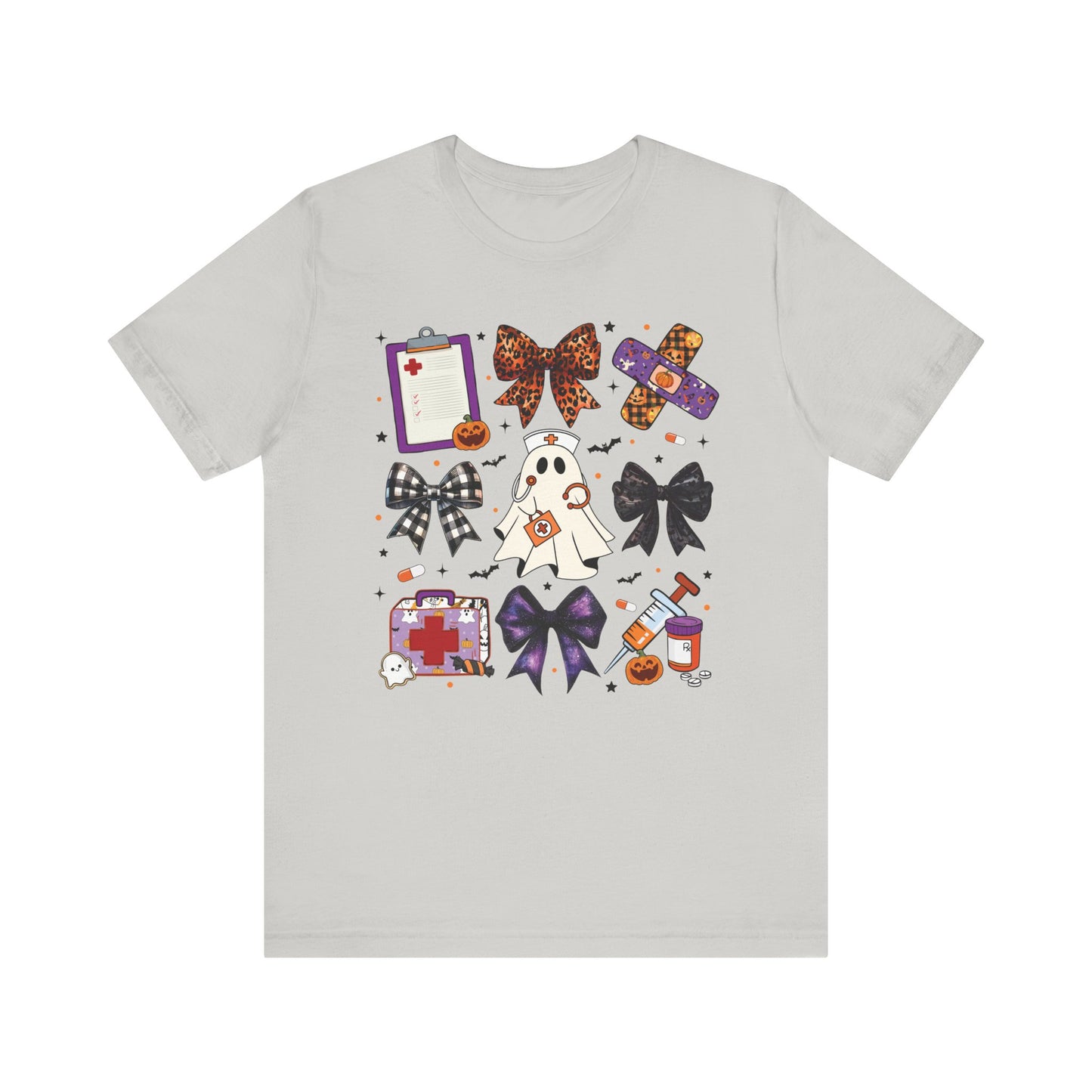 Cute fun coquette Halloween nurse shirt, fall shirt, ghost nurse shirt , emergency nurse, RN Halloween shirt , comfort colors shirt, ER RN, medical shirt