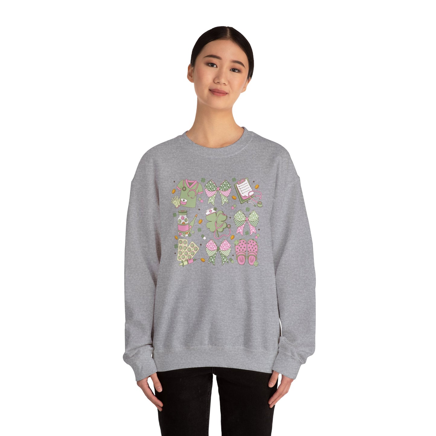 Adorable Nurse St. Patricks Day Sweatshirt,  RN sweatershirt, ER Nurse, NICU Nurse, PICU nurse, clover, lucky nurse sweatshirt.