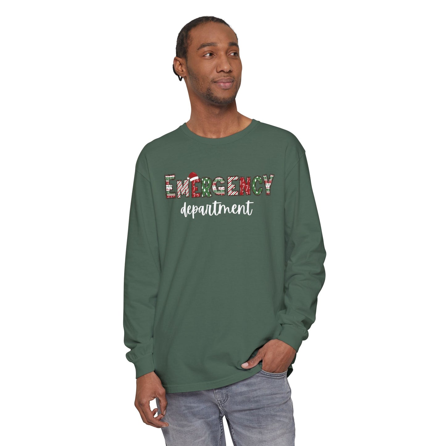 Comfort colors Christmas emergency department long sleeve, get festive with your coworkers !