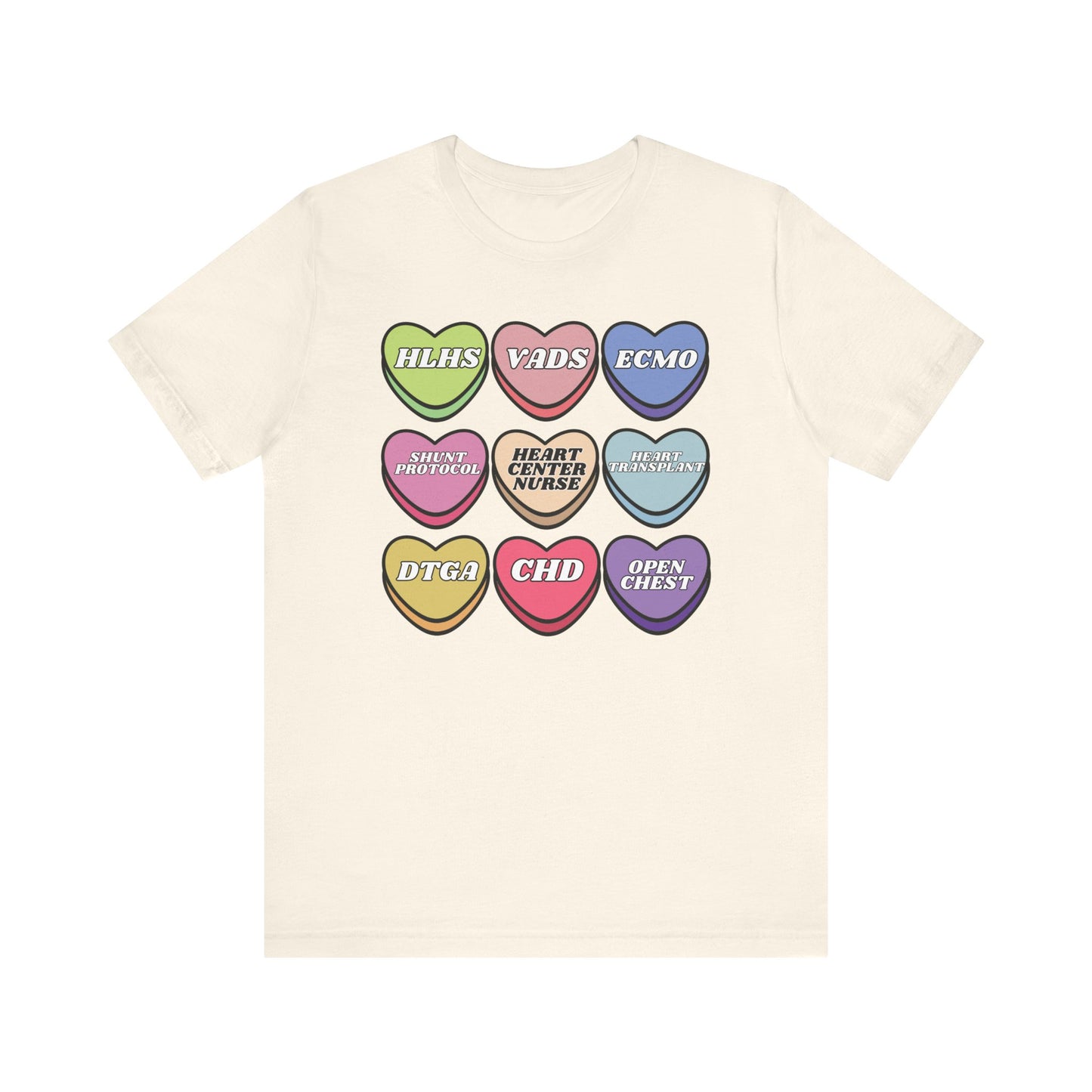 Heart Center Nurse Valentine’s Day comfy Bella Canvas T shirt , Cute Candy Heart Sayings, match your coworkers this Valentine’s Day
