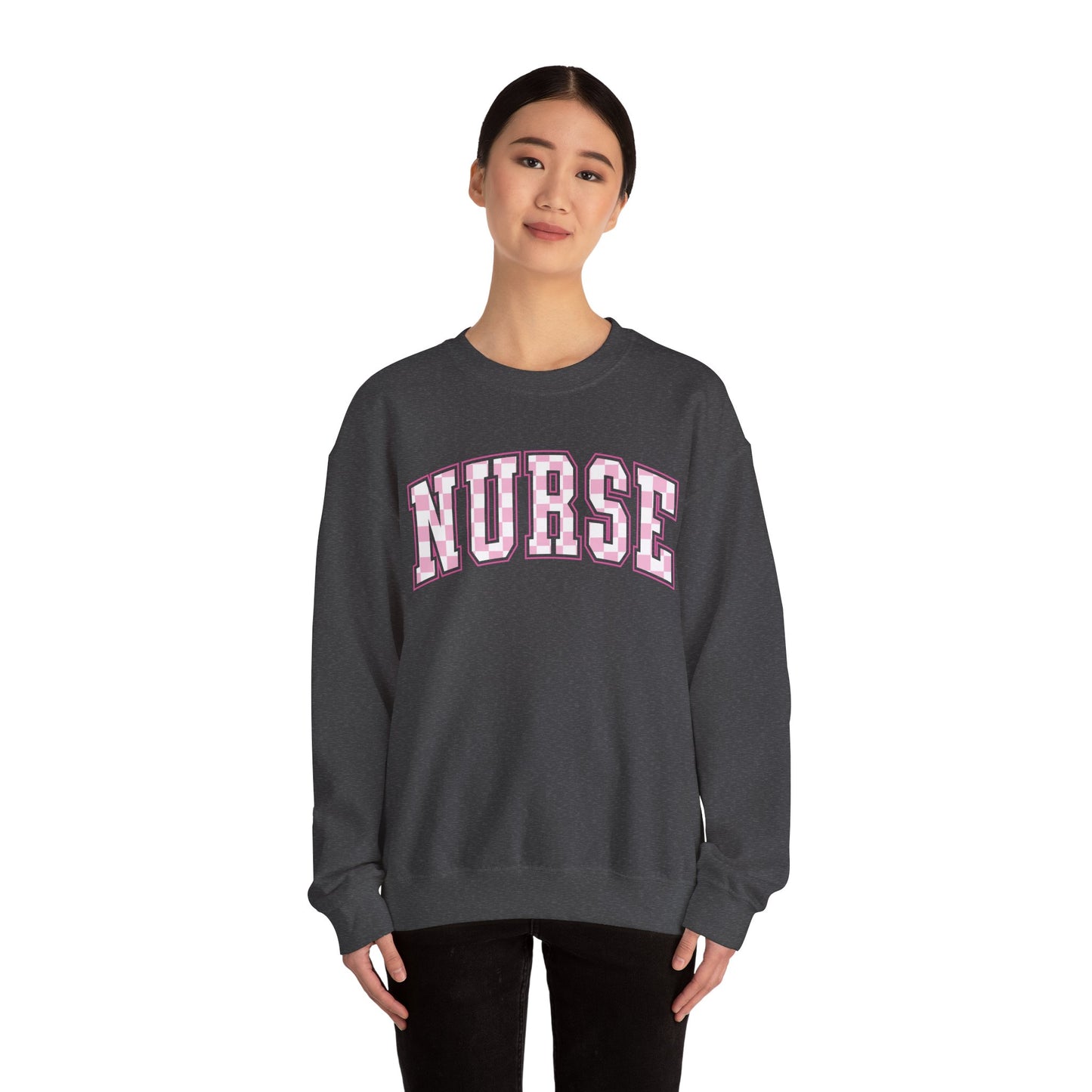 Retro Checkered Pink Nurse Gildan Sweatshirt