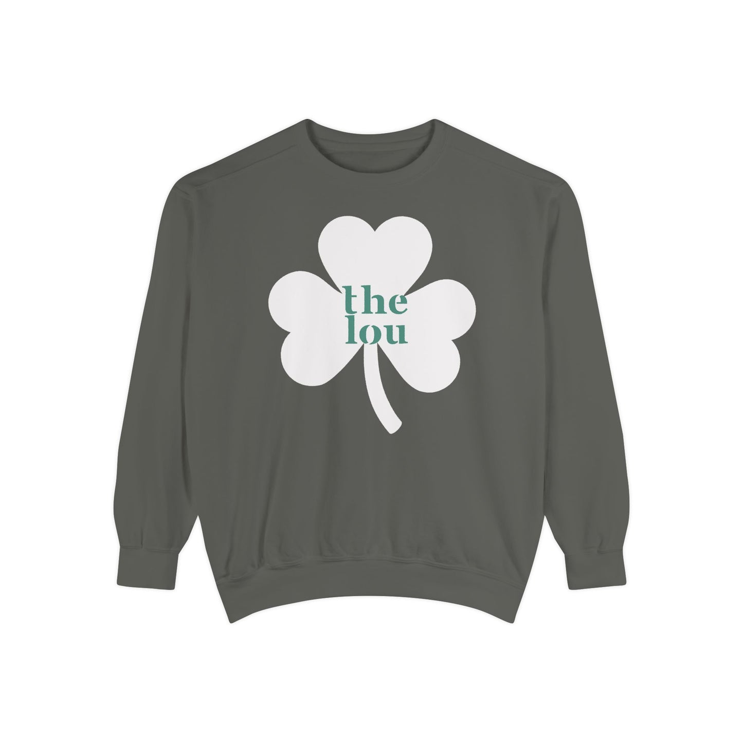Simple St. Patricks Day sweatshirt, The Lou, St. Louis, customize your city, Color Comfort cute three leaf clover woman unisex sweatshirt.