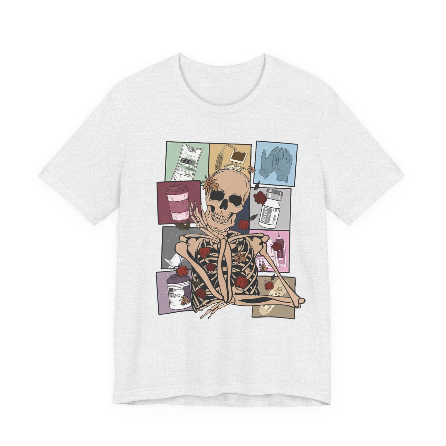Funny skeleton nurse tshirt, Halloween sweatshirt, spooky season, ER RN, NICU nurse,  Halloween Nurse,, floral Halloween ghost,