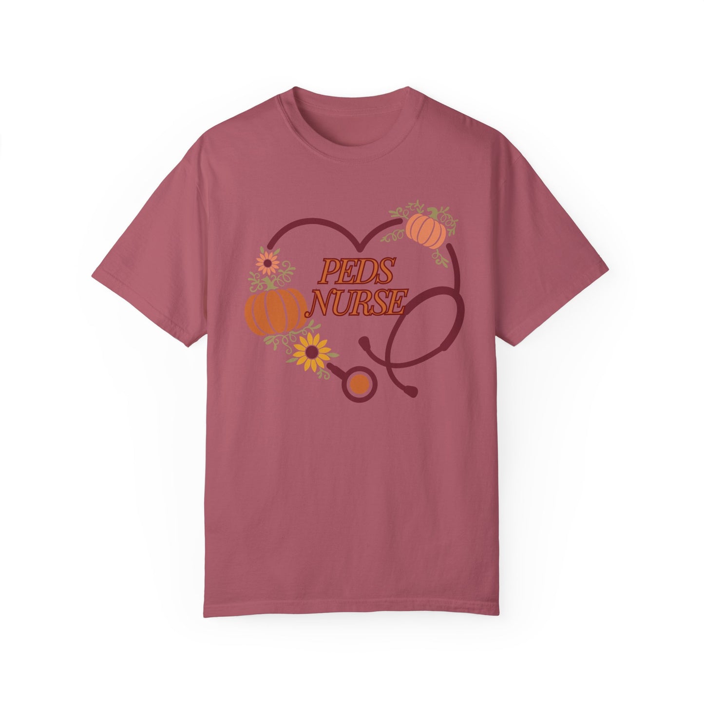 Fall PedsNurse Stethoscope heart, fall shirt, gift for nurse,cute holiday shirt, comfort colors