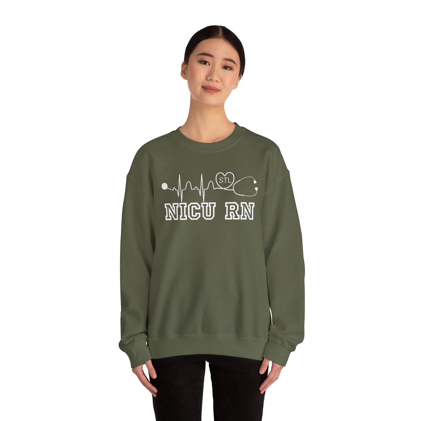 STL NICU RN Comfy Gildan Sweatshirt, EKG STL  love, wear out or at work!