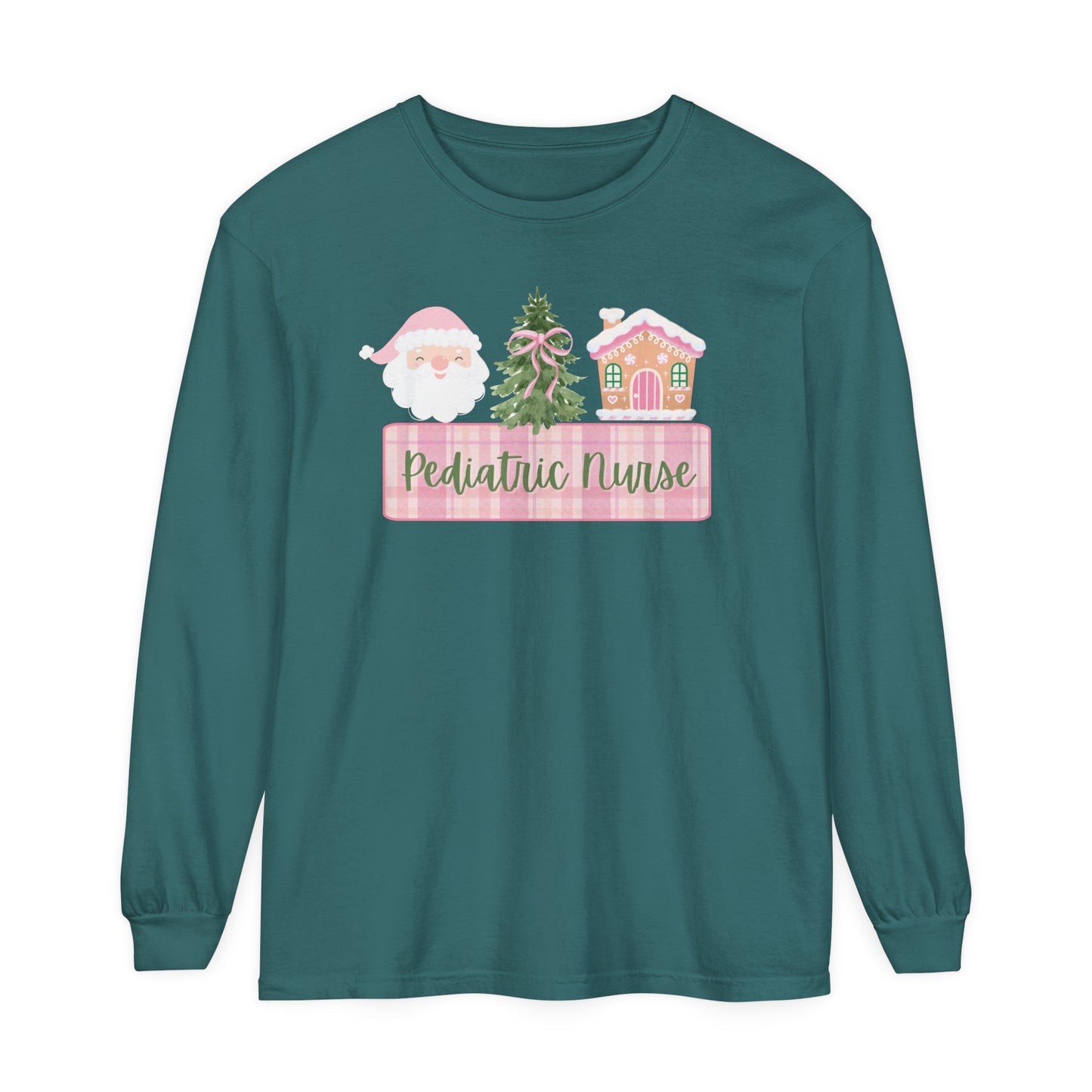 Pediatric Nurse Christmas Shirt, Comfort Colors Long Sleeve, Pink Christmas Pediatric Nurse, gift for any Peds nurse this Holiday Season!