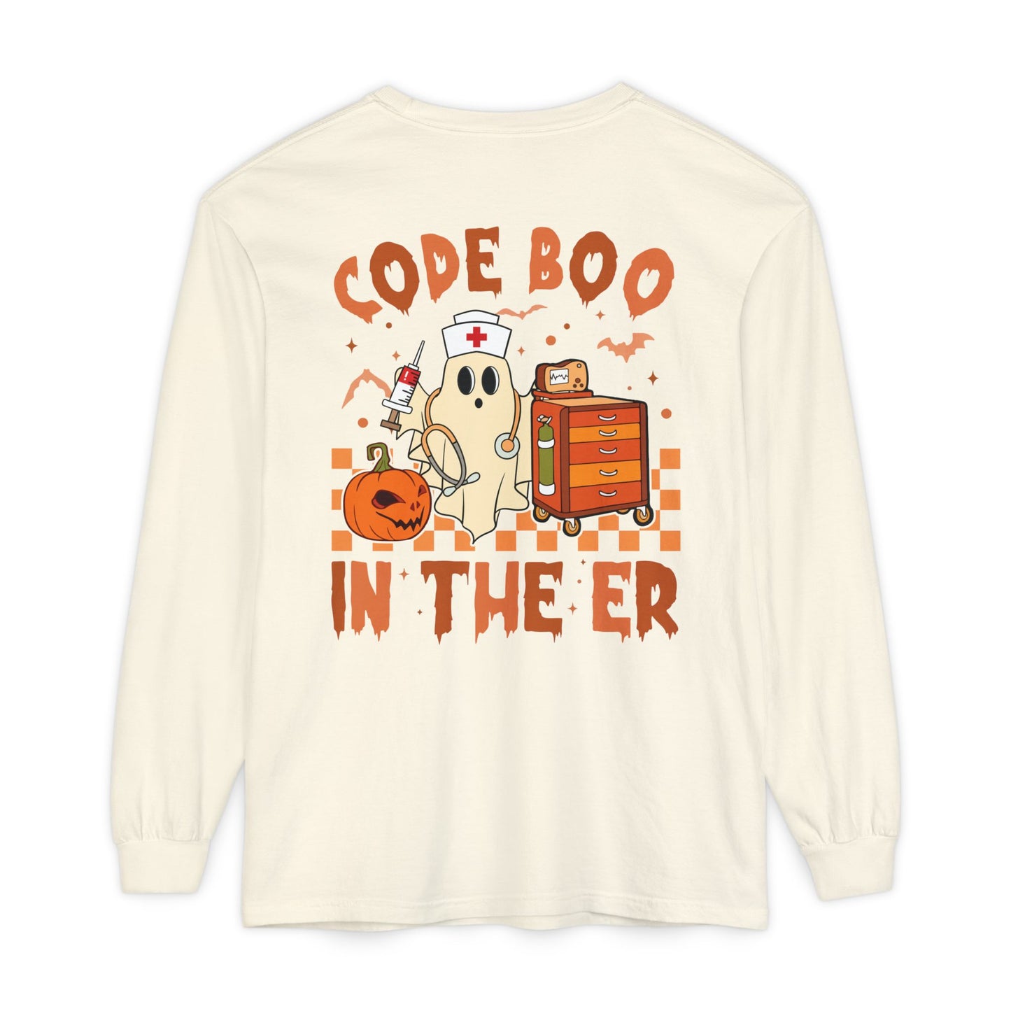 Code Boo in the ER, pediatric nurse Halloween shirt,, Comfort colors ghost nurse shirt, Peds nurse , Spooky nurse shirt