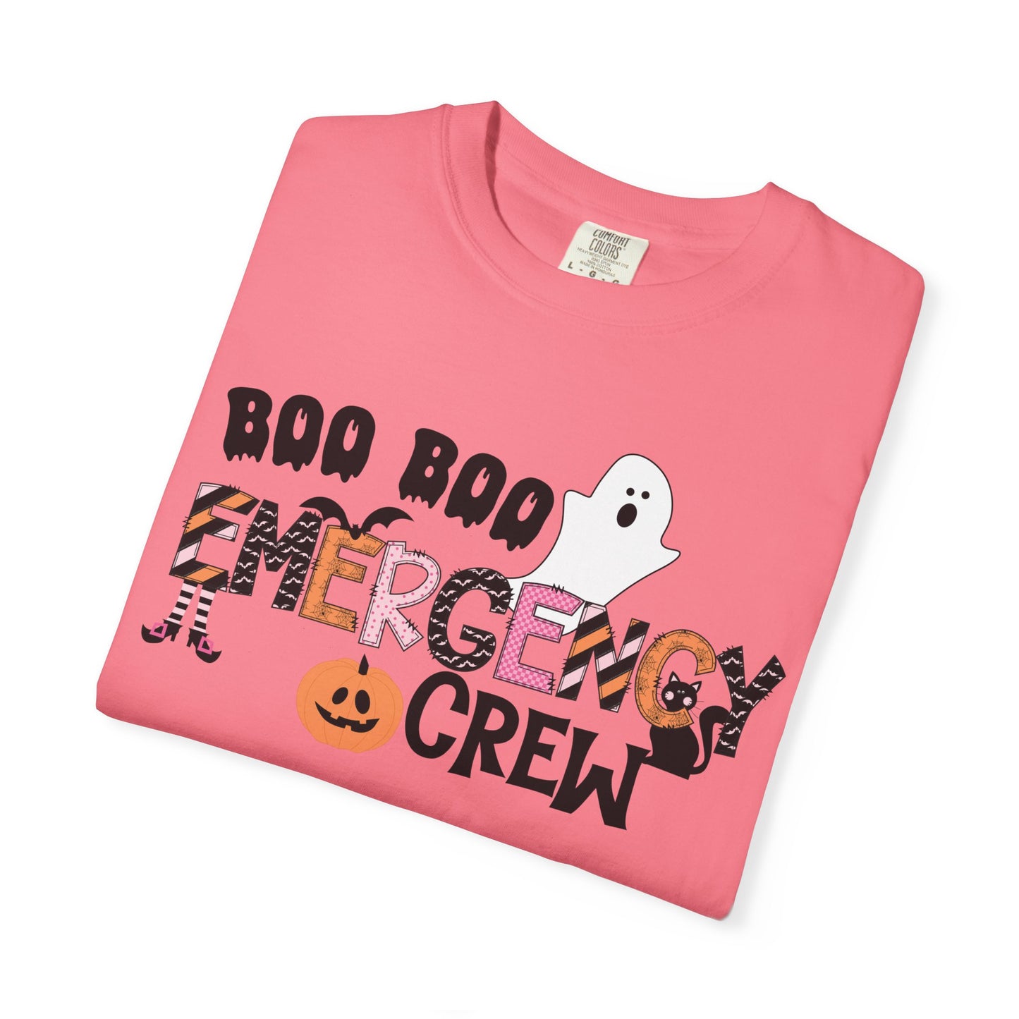 Boo boo crew nurse shirt, emergency nurse, RN Halloween shirt , comfort colors pink and orange ghost shirt, boo,  ER RN, medical shirt