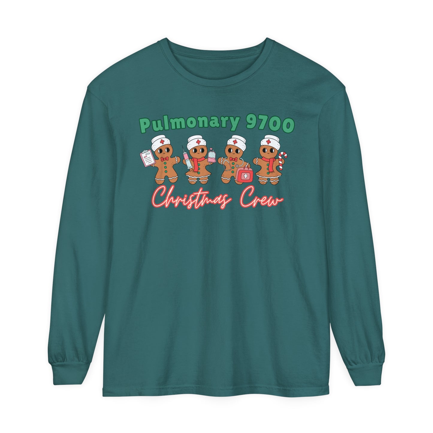 9700 Pulmonary  Nurse Christmas Long Sleeve Shirt, Gingerbread shirt, Nurse Christmas, Christmas comfort colors, Pediatric Department shirt