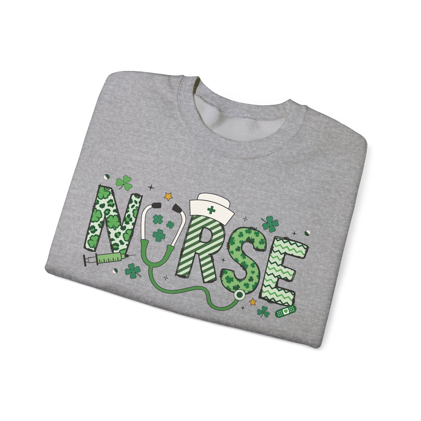 Festive Nurse St. Patricks Day Sweatshirt,  RN sweatershirt, ER Nurse, NICU Nurse, PICU nurse, clover, lucky nurse sweatshirt.