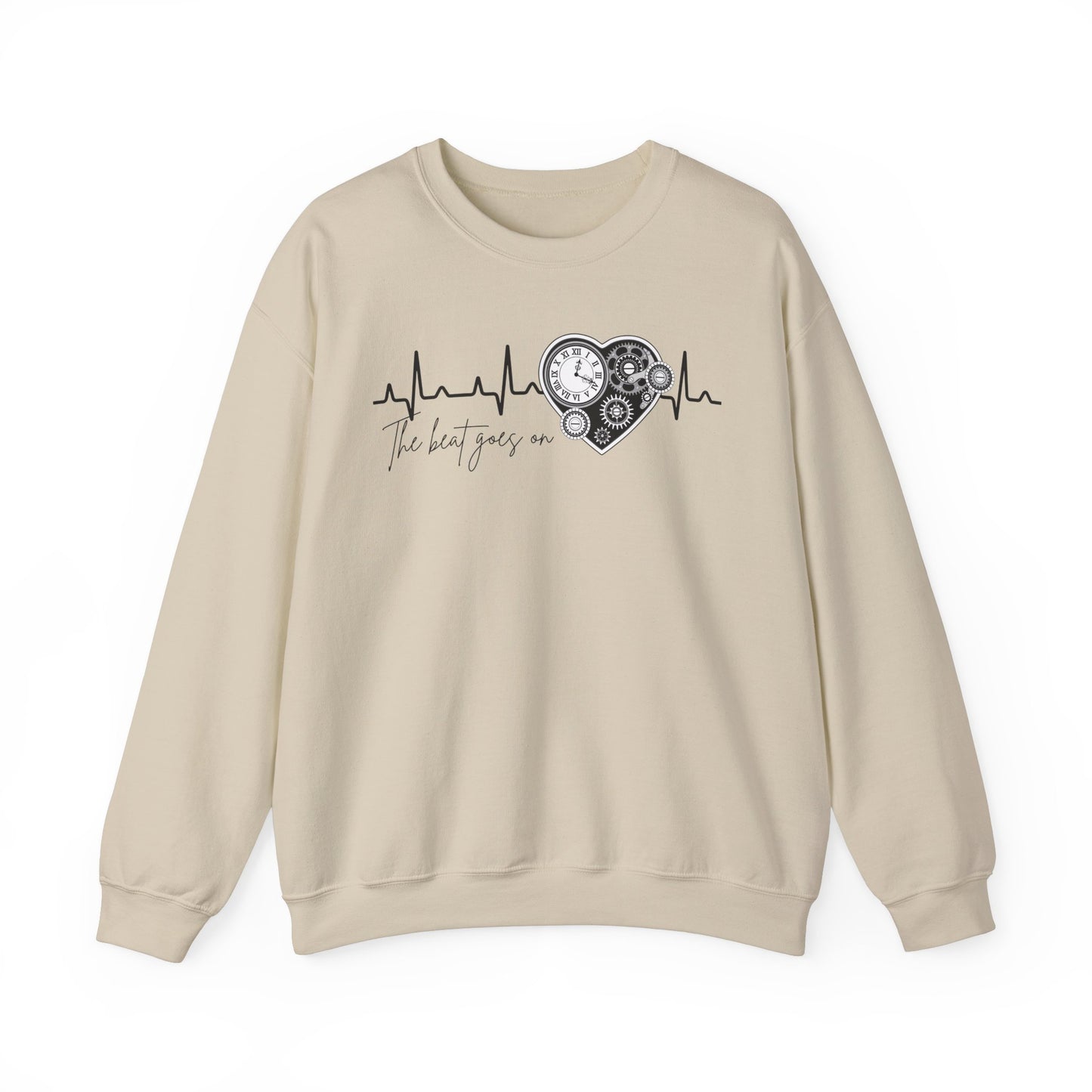 The beat goes on cardiology sweatshirt, cute and cozy mechanical heart gildan sweatshirt