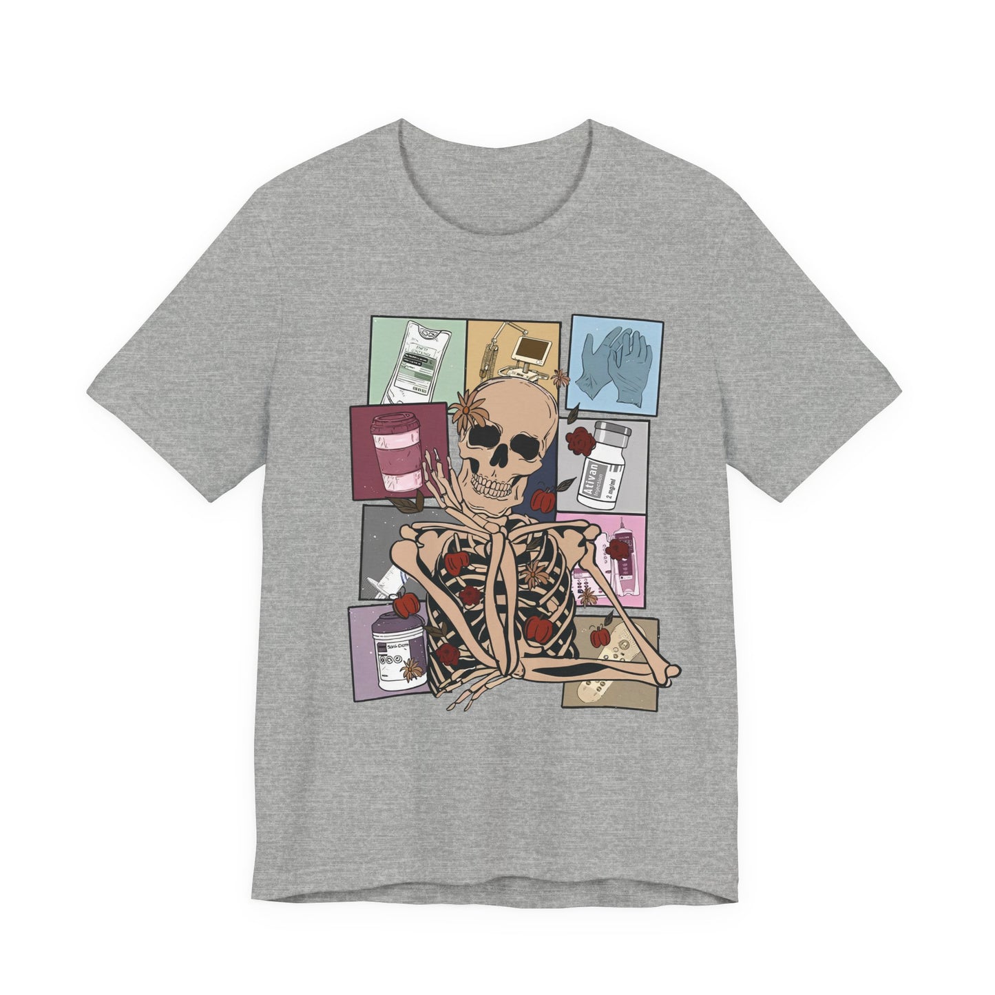 Funny skeleton nurse tshirt, Halloween sweatshirt, spooky season, ER RN, NICU nurse,  Halloween Nurse,, floral Halloween ghost,
