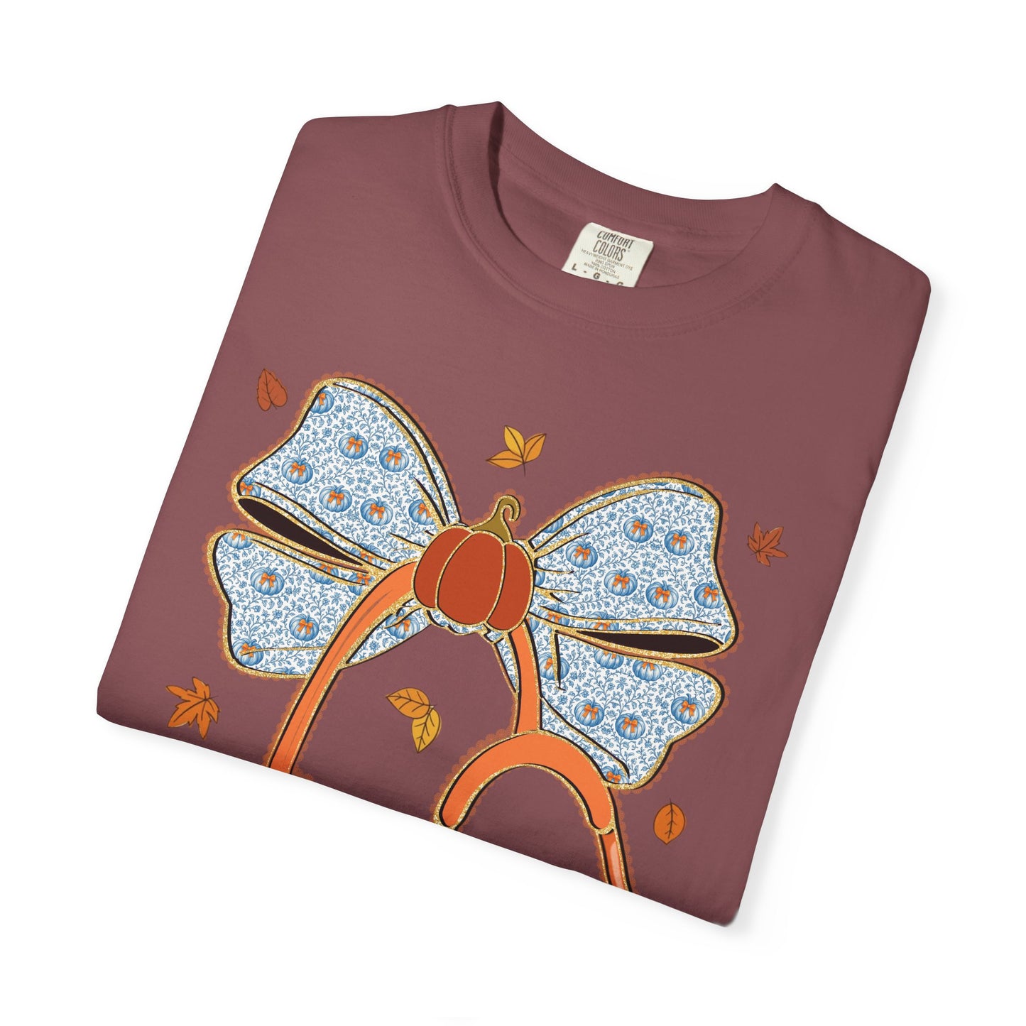 Stethoscope Bow PedsNurse Stethoscope heart, fall shirt, gift for nurse,cute holiday shirt, comfort colors, thanksgiving shirt