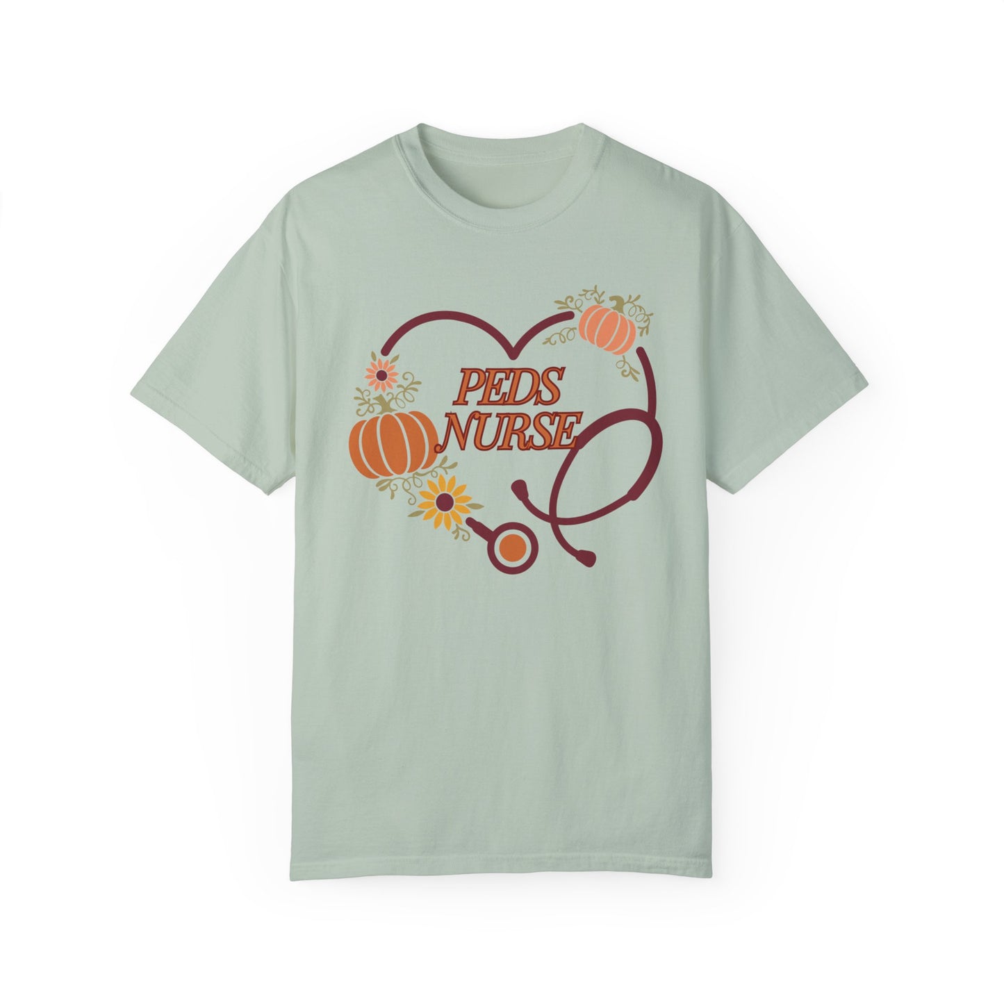 Fall PedsNurse Stethoscope heart, fall shirt, gift for nurse,cute holiday shirt, comfort colors