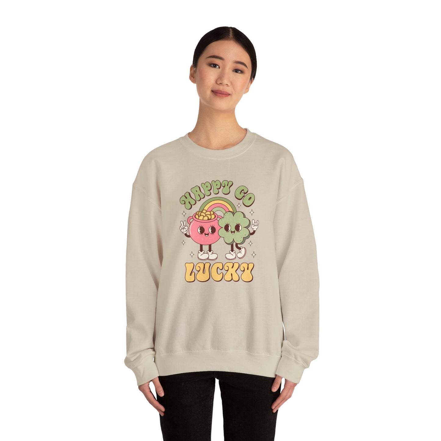 Happy Go Lucky St. Patricks Day sweatshirt, St. Pattys Nurse sweatshirt, ED RN, NICU, Teacher, Nurse Sweatshirt, Retro St. Pattys