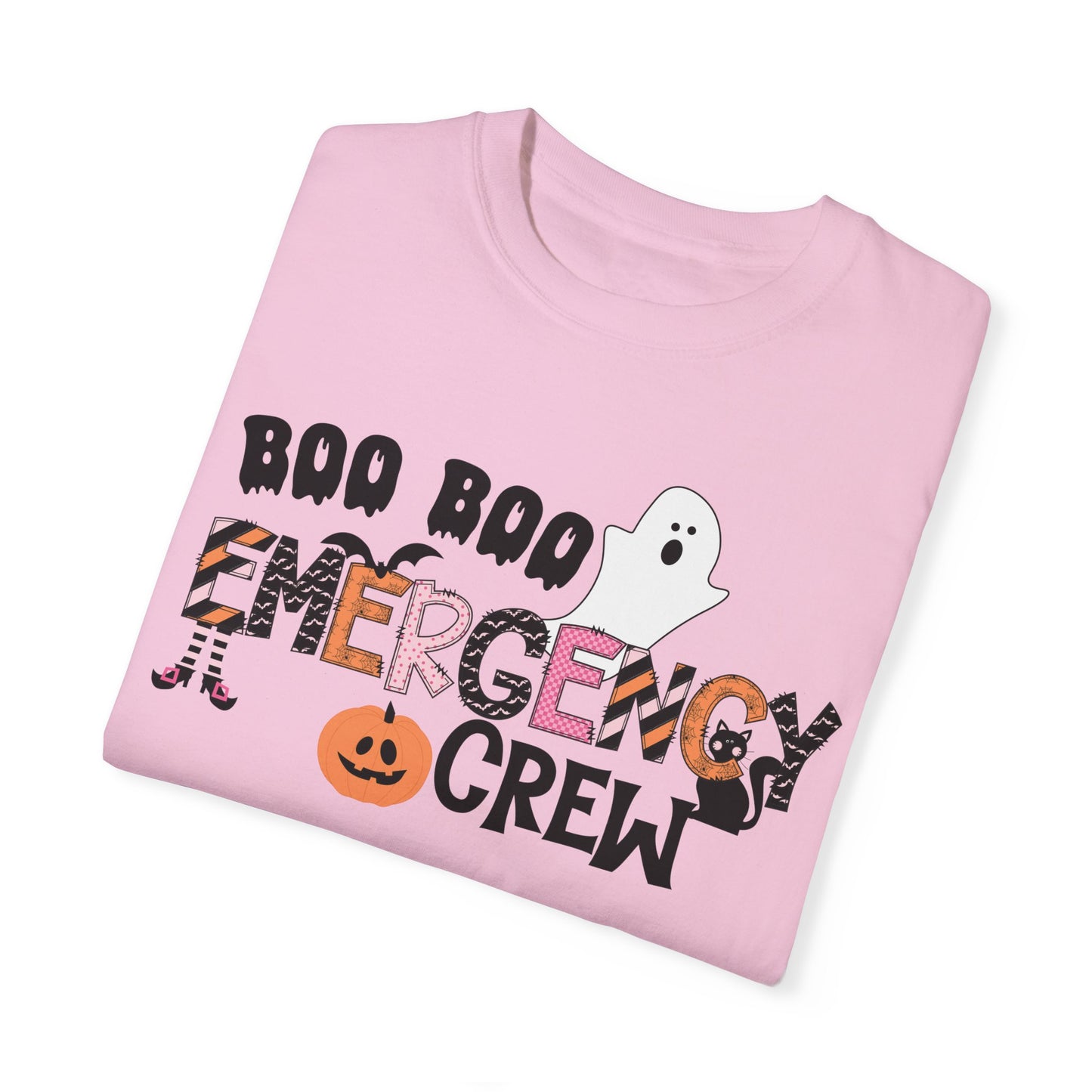 Boo boo crew nurse shirt, emergency nurse, RN Halloween shirt , comfort colors pink and orange ghost shirt, boo,  ER RN, medical shirt