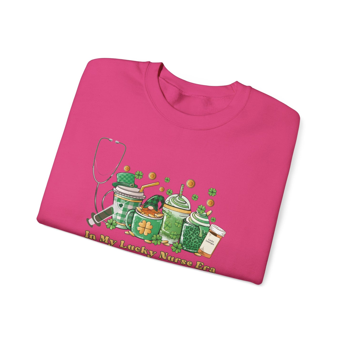 Nurse St. Patricks Sweatshirt , In my lucky Nurse Era, coffee, stethoscope, shots sweatshirt.