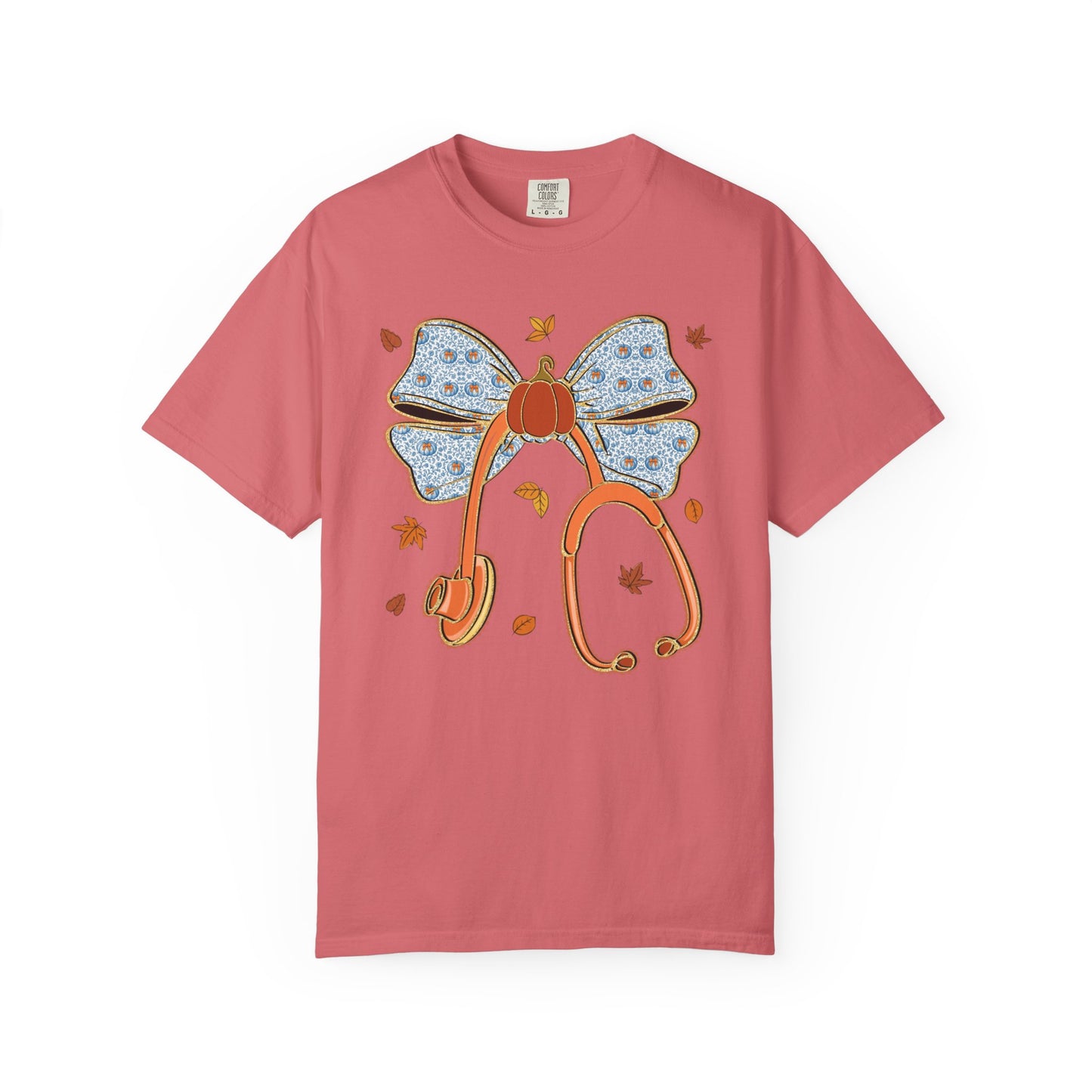 Stethoscope Bow PedsNurse Stethoscope heart, fall shirt, gift for nurse,cute holiday shirt, comfort colors, thanksgiving shirt