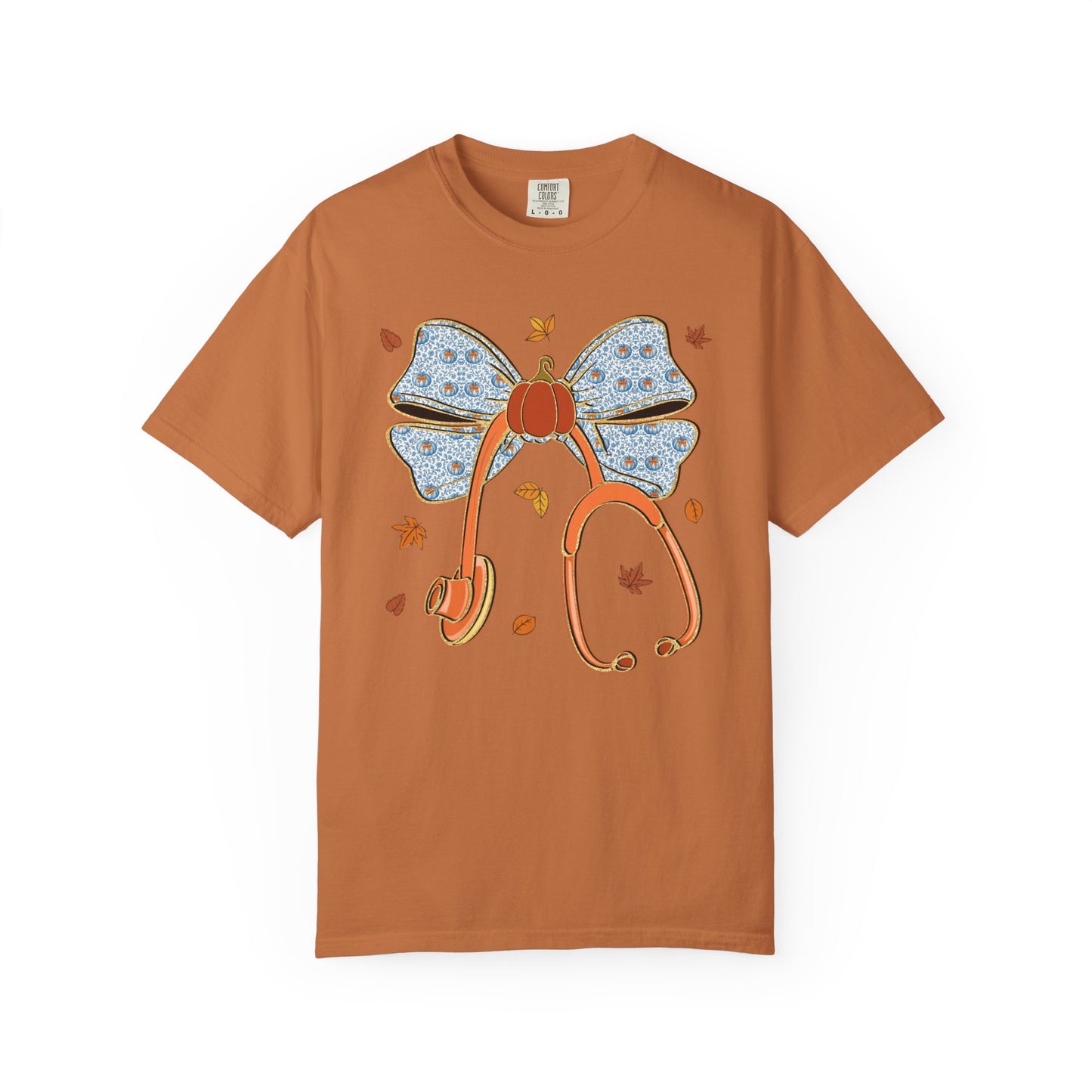 Stethoscope Bow PedsNurse Stethoscope heart, fall shirt, gift for nurse,cute holiday shirt, comfort colors, thanksgiving shirt