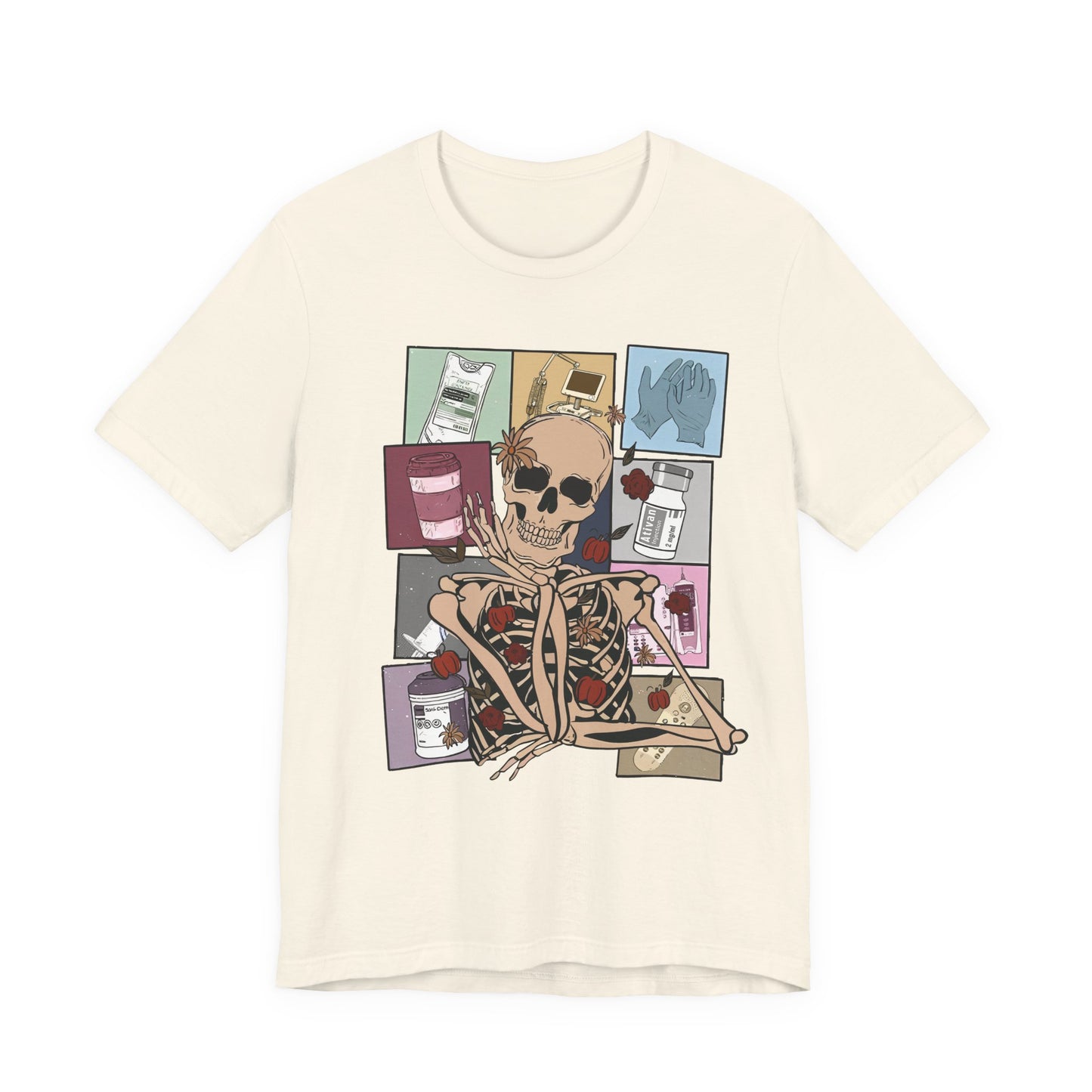 Funny skeleton nurse tshirt, Halloween sweatshirt, spooky season, ER RN, NICU nurse,  Halloween Nurse,, floral Halloween ghost,