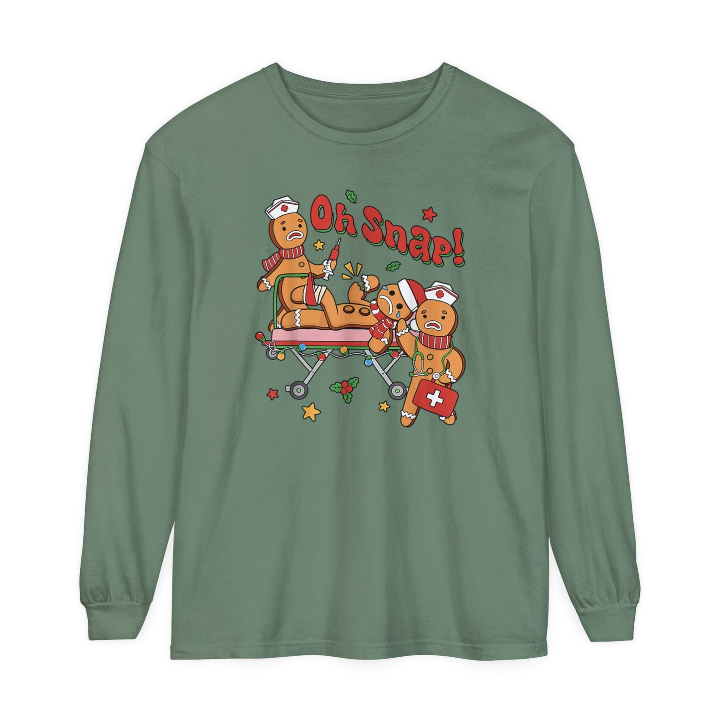 Christmas Nurse Long Sleeve, Funny Oh Snap Gingerbread Nurse Shirt, comfort colors long sleeve, gift for any nurse this Holiday Season!