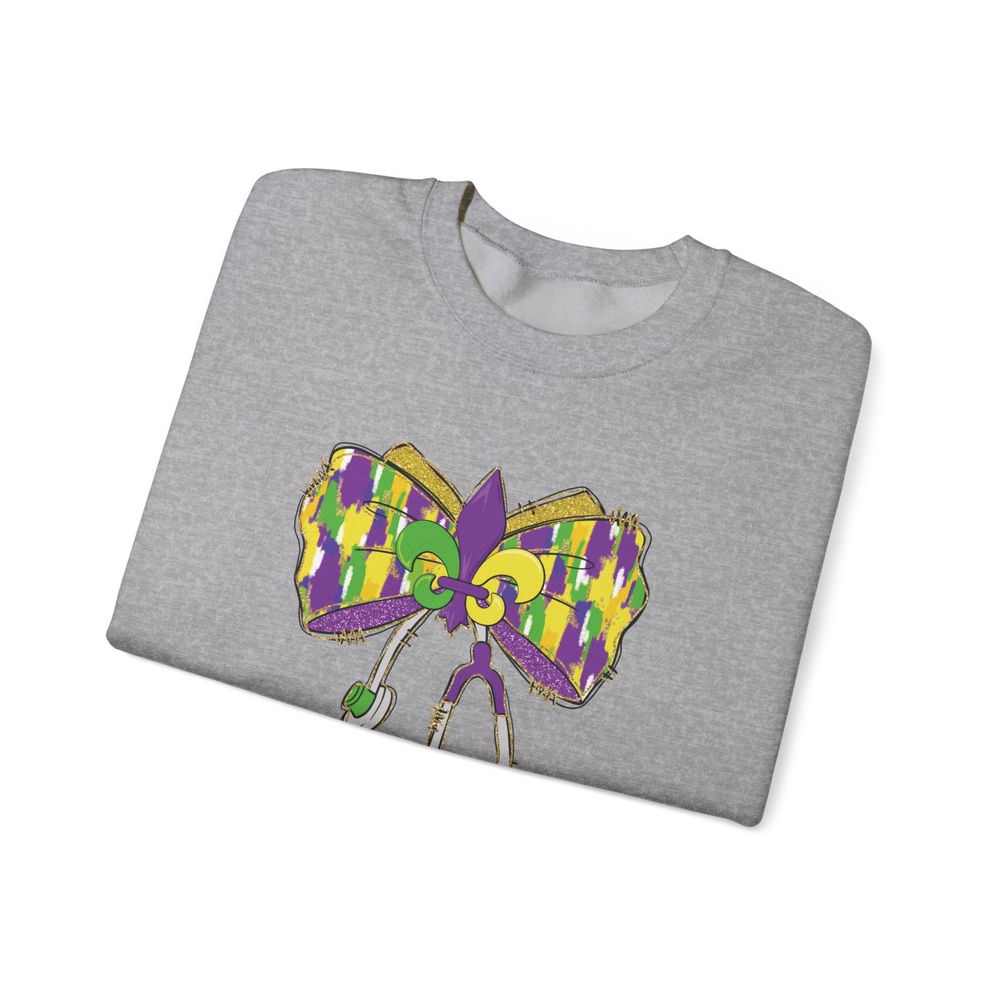Mardi Gras  colorful bow Nurse Gildan Sweatshirt