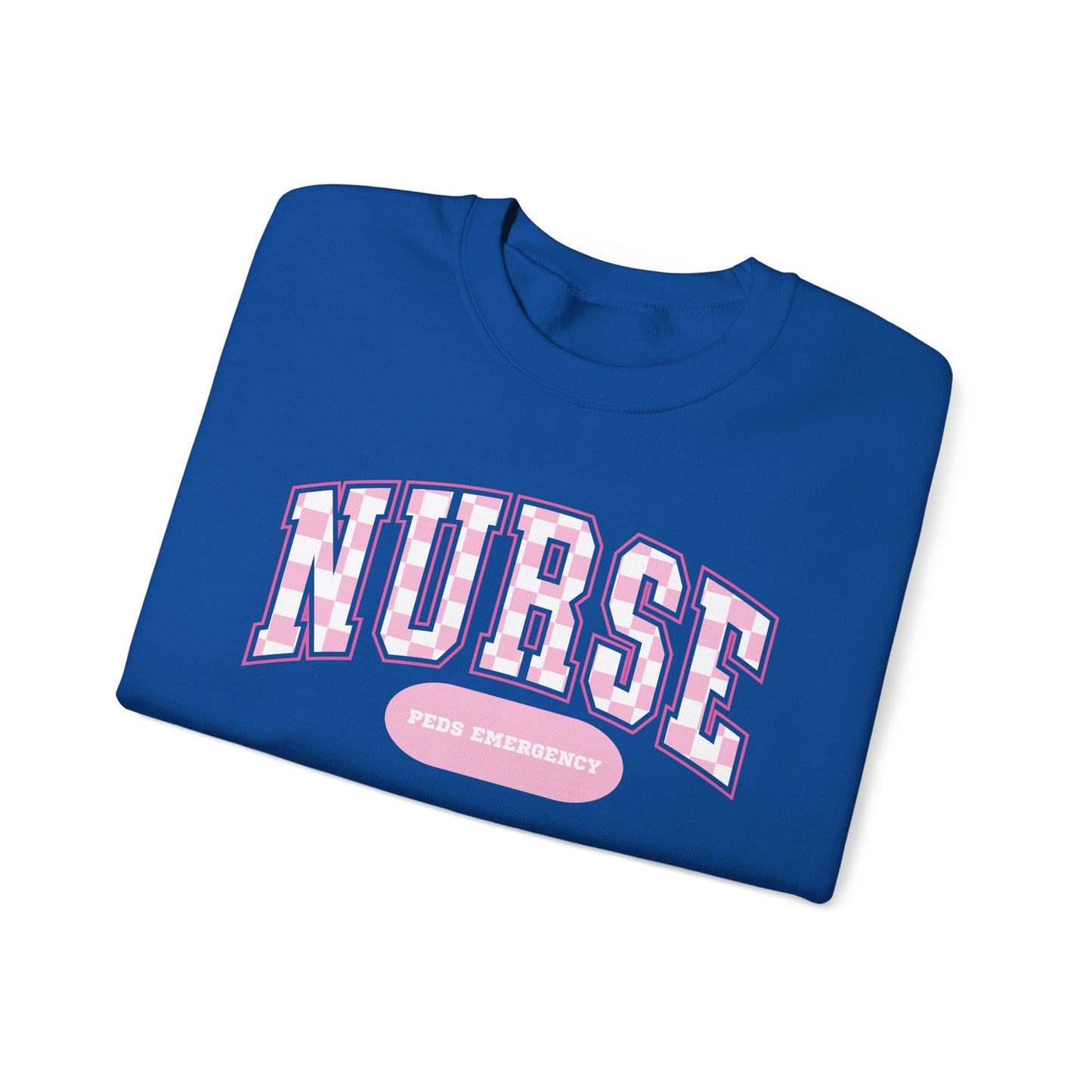 Retro Checkered Peds Emergency Varsity Letter Nurse Sweatshirt